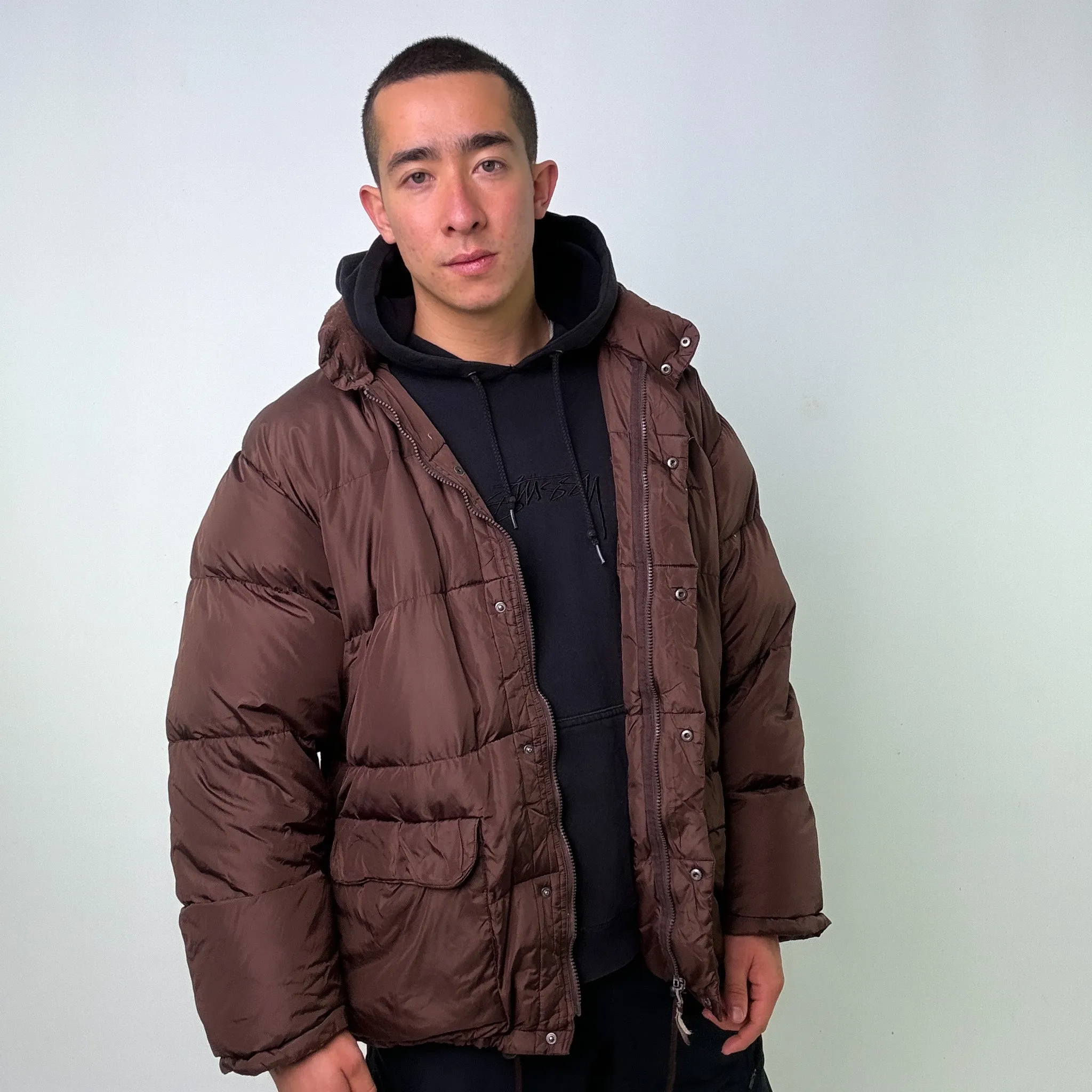 Brown y2ks Champion Puffer Jacket Coat (XL)