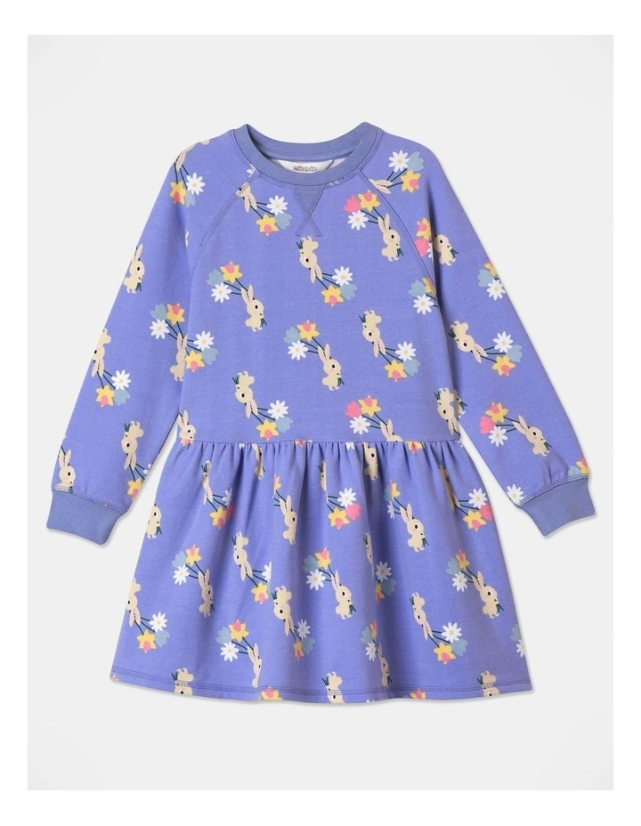 Bunny Drop Waist Dress (3-8 Years) in Light Blue