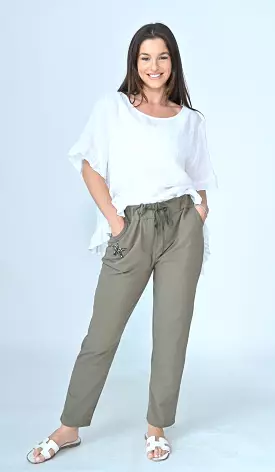 CALI AND CO OLIVE STAR PANTS CA2254