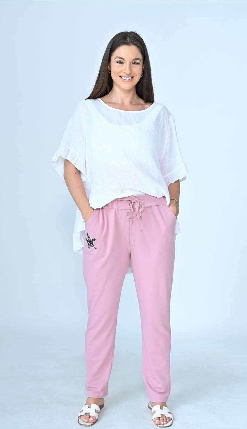 CALI AND CO PINK STAR PANTS CA2254