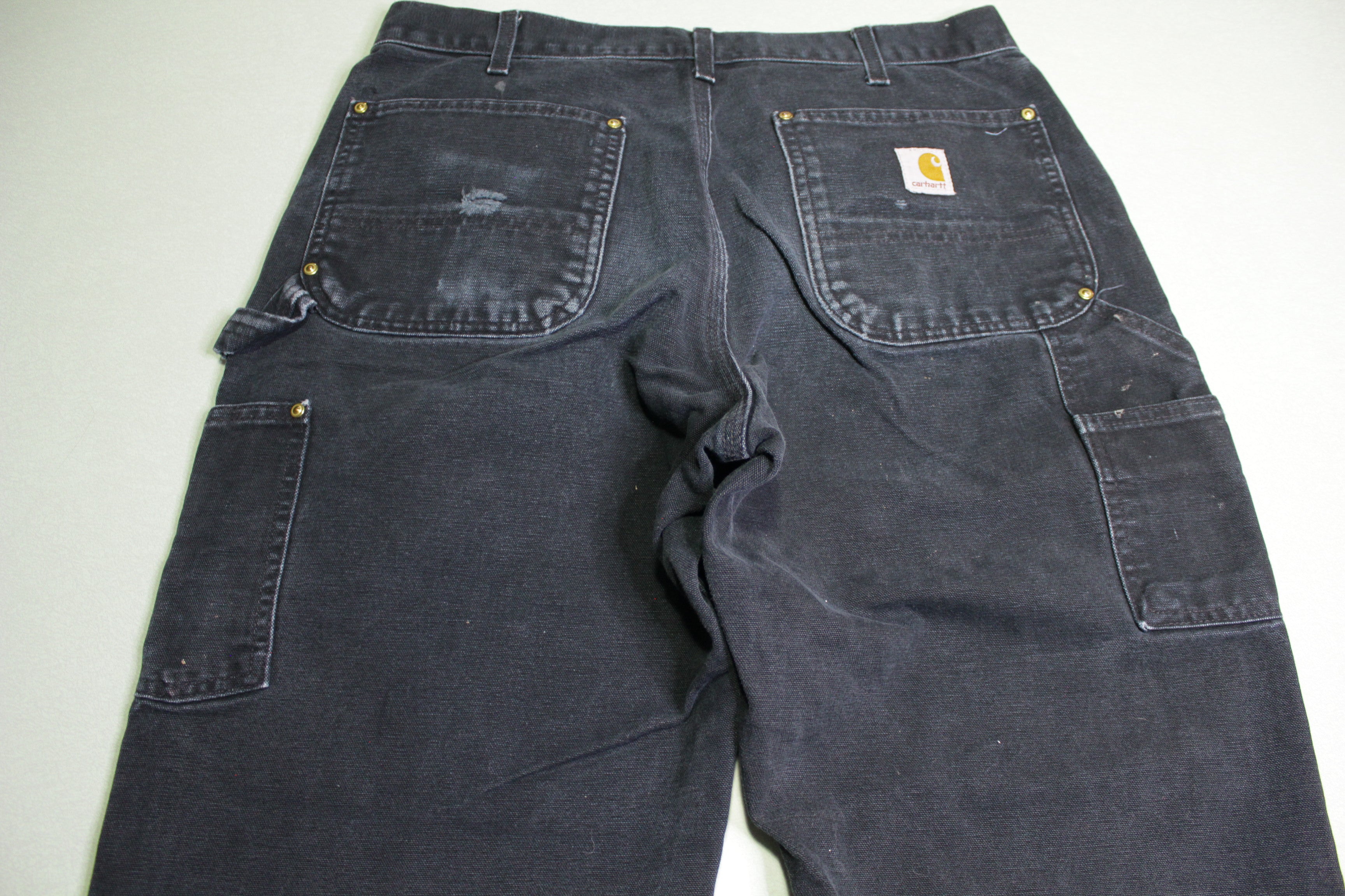 Carhartt Vintage Distressed B01 Double Knee Front Work Construction Utility Pants BLK