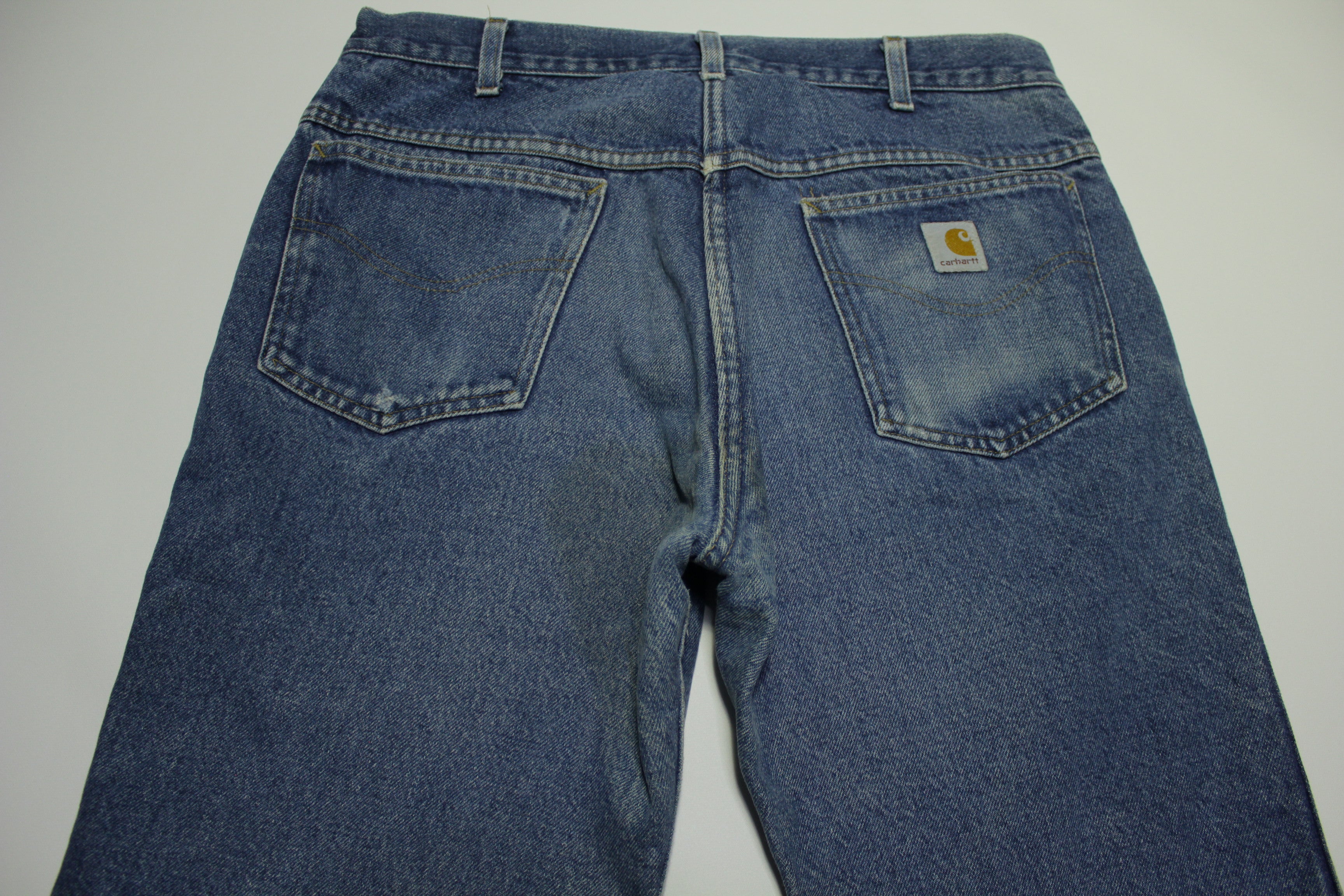 Carhartt Vintage WF128 Flannel Lined Union Made USA Blue Jean Denim Work Pants