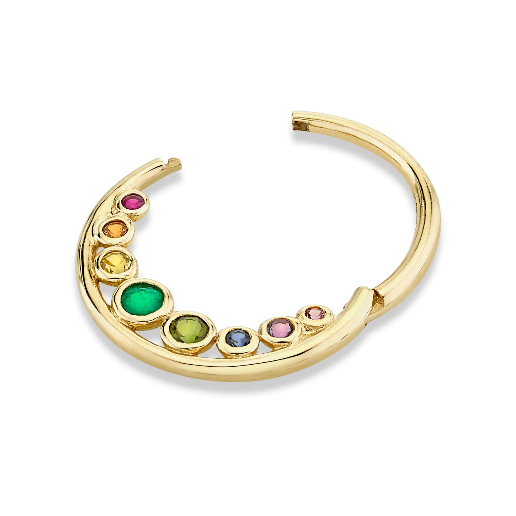 Cascade Seamless Hoop - Rainbow / 14k Yellow Gold