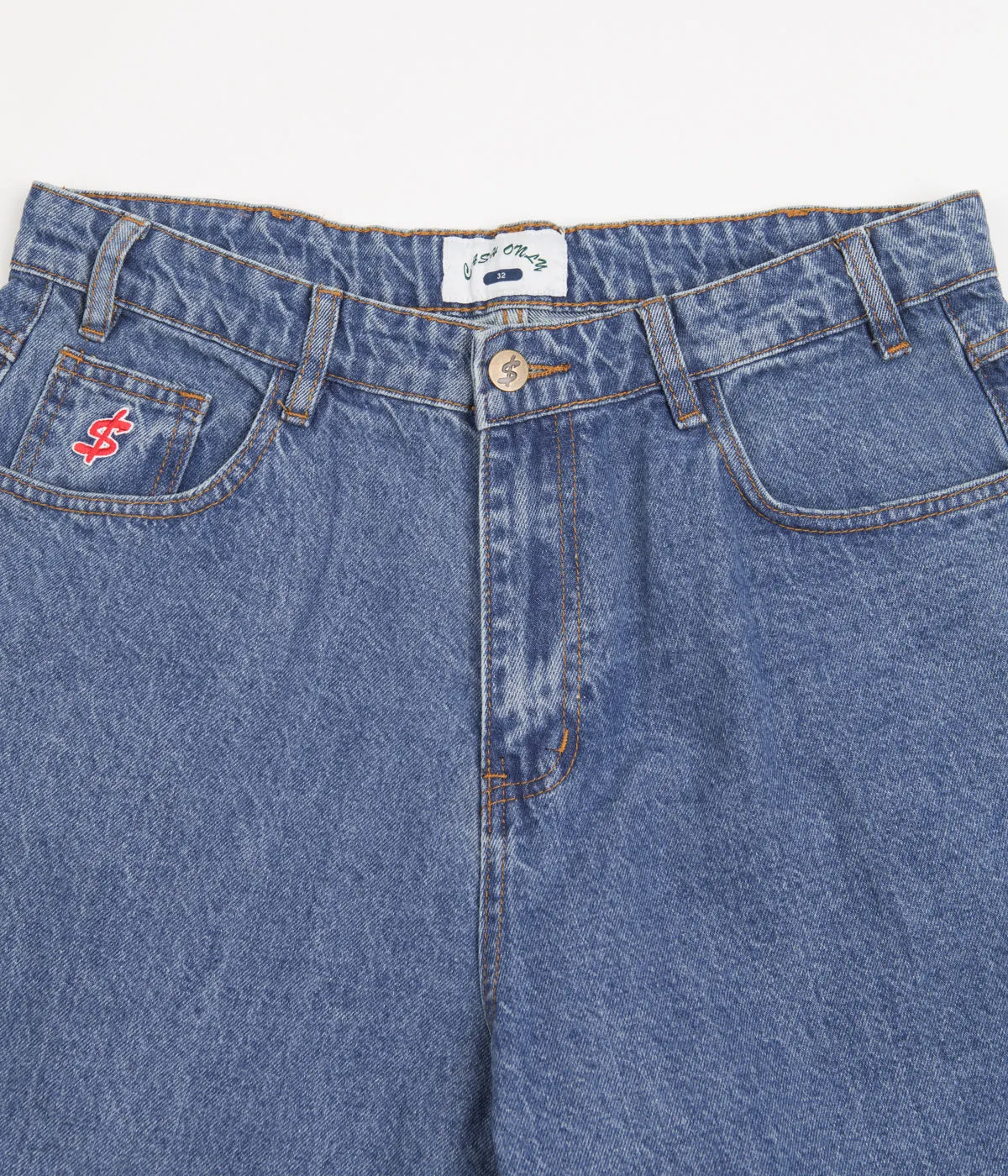 Cash Only Baggy Jeans - Washed Indigo / Gold