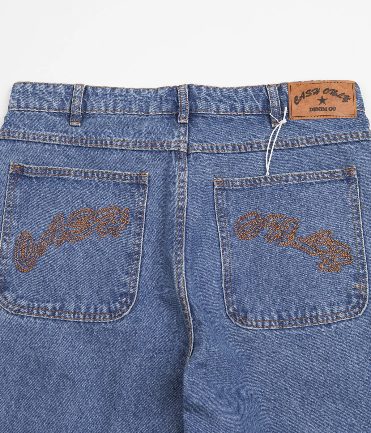 Cash Only Baggy Jeans - Washed Indigo / Gold