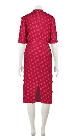 Cerise Dotted Midi Dress