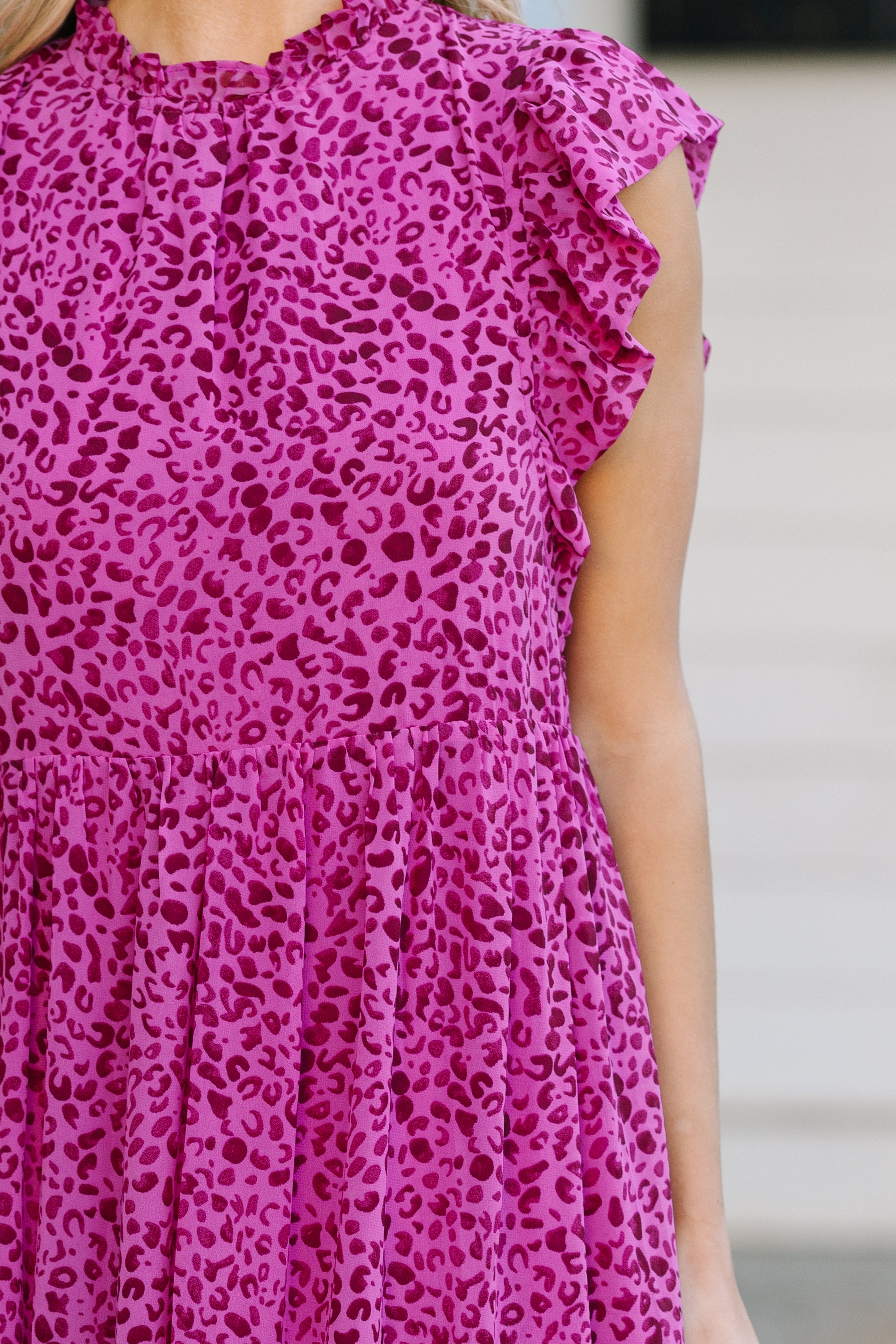 Check You Out Magenta Purple Leopard Mid Dress