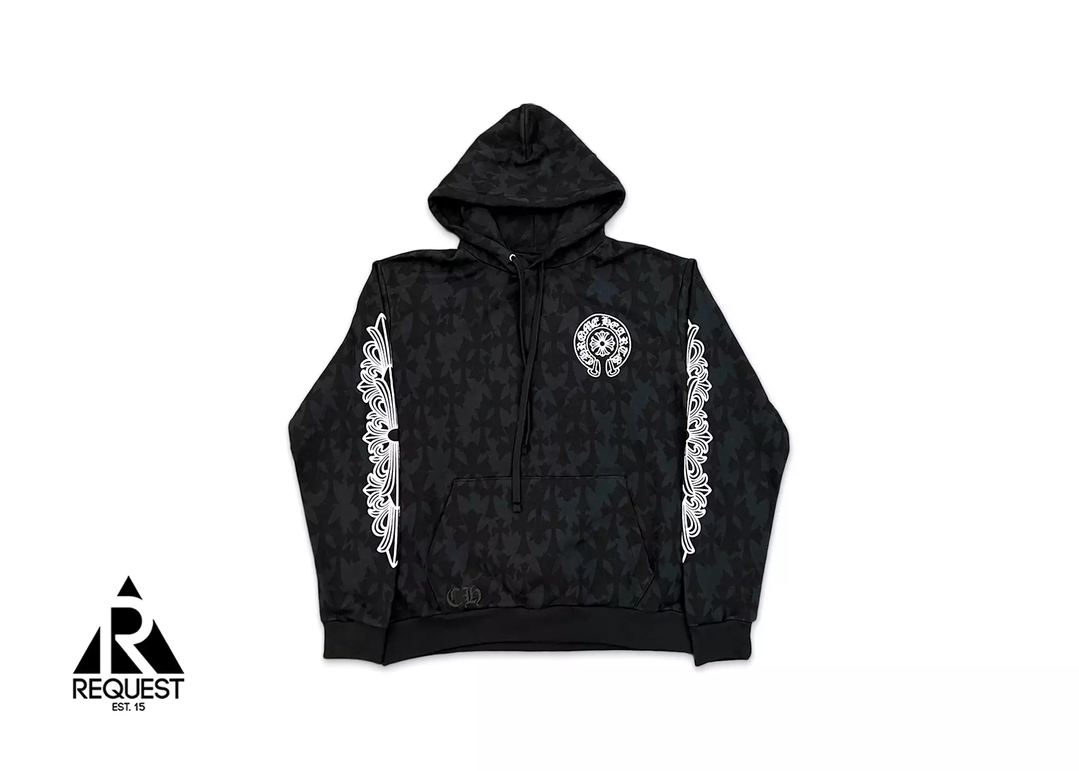 Chrome Hearts Cemetery Cross Print Pullover Hoodie Black