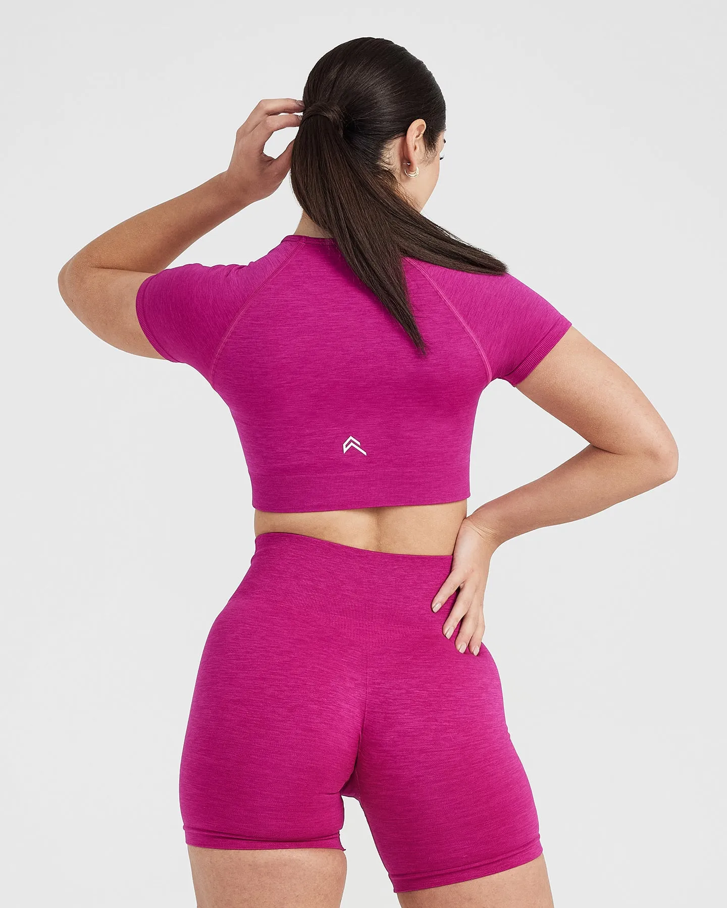 Classic Seamless 2.0 Short Sleeve Crop Top | Fuchsia Marl