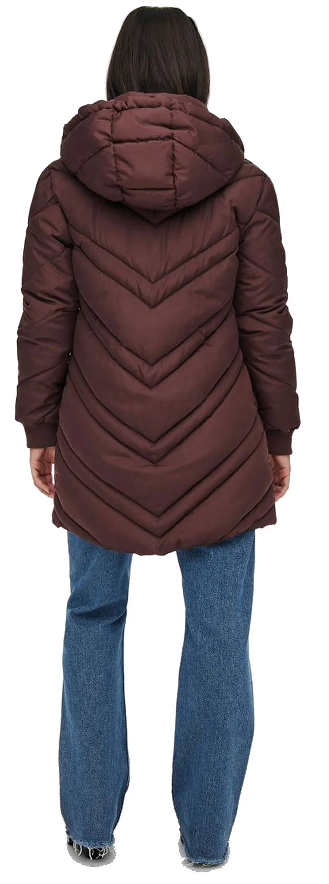 coat Jacqueline de Yong Sky Padded Hood - Bitter Chocolate - women´s