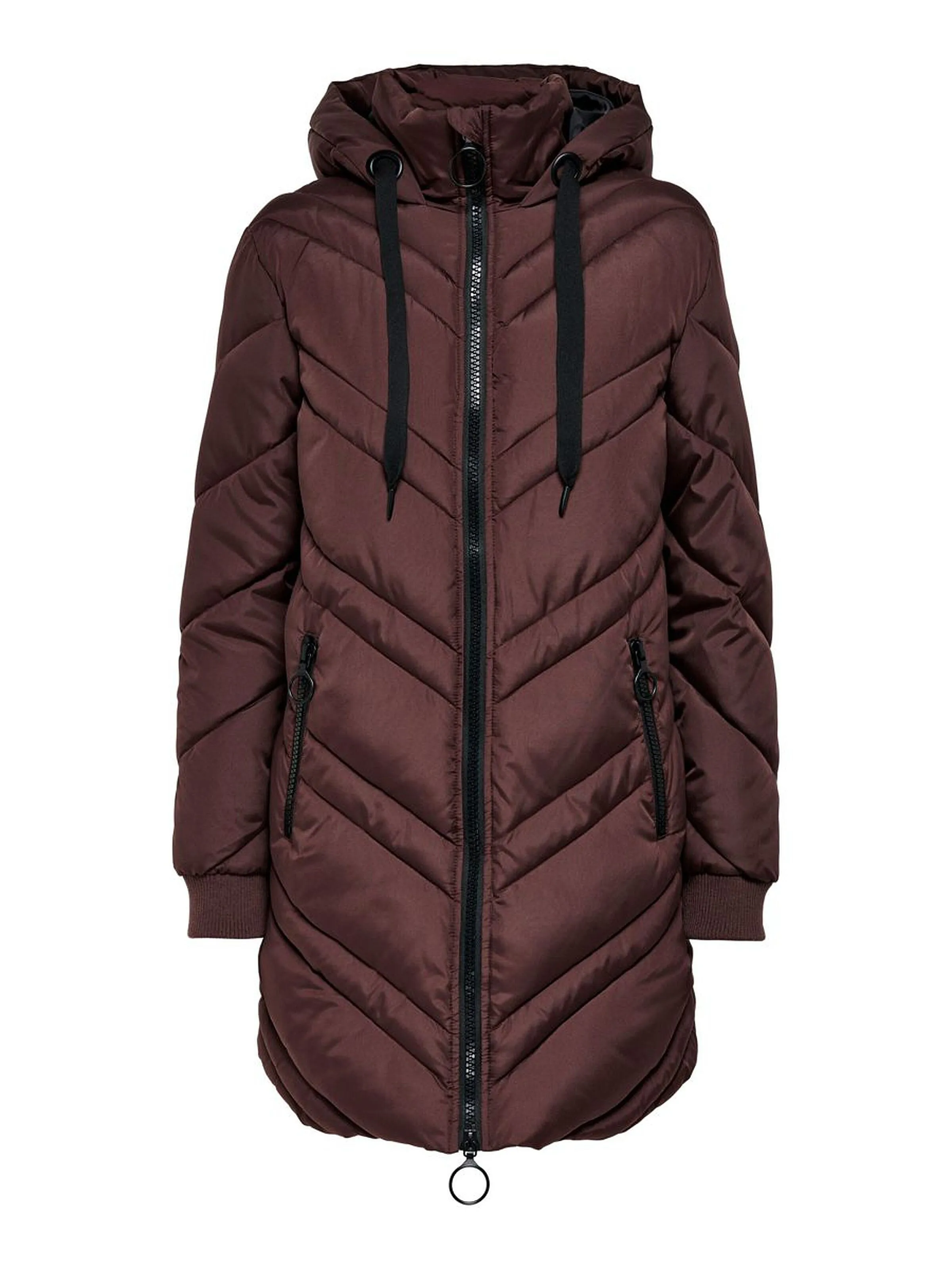 coat Jacqueline de Yong Sky Padded Hood - Bitter Chocolate - women´s