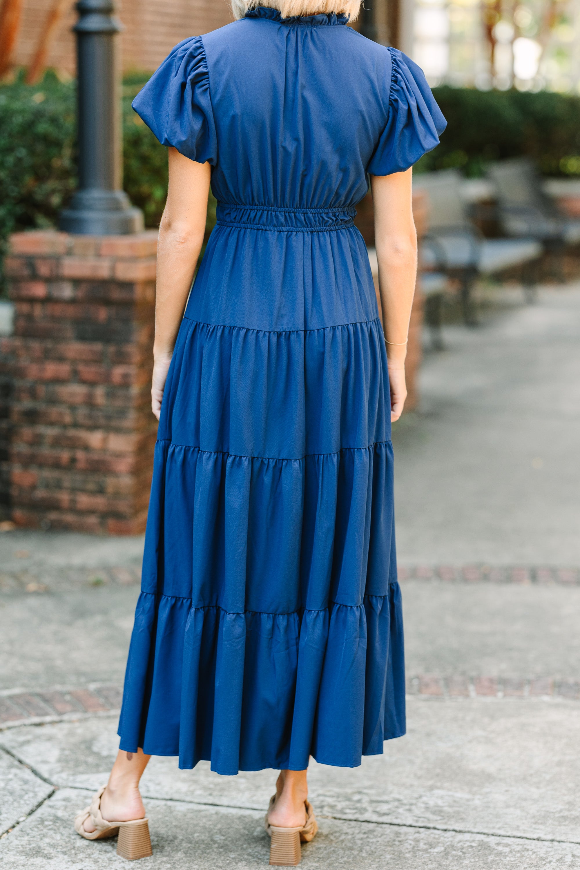 Coming Back For You Navy Blue Tiered Midi Dress