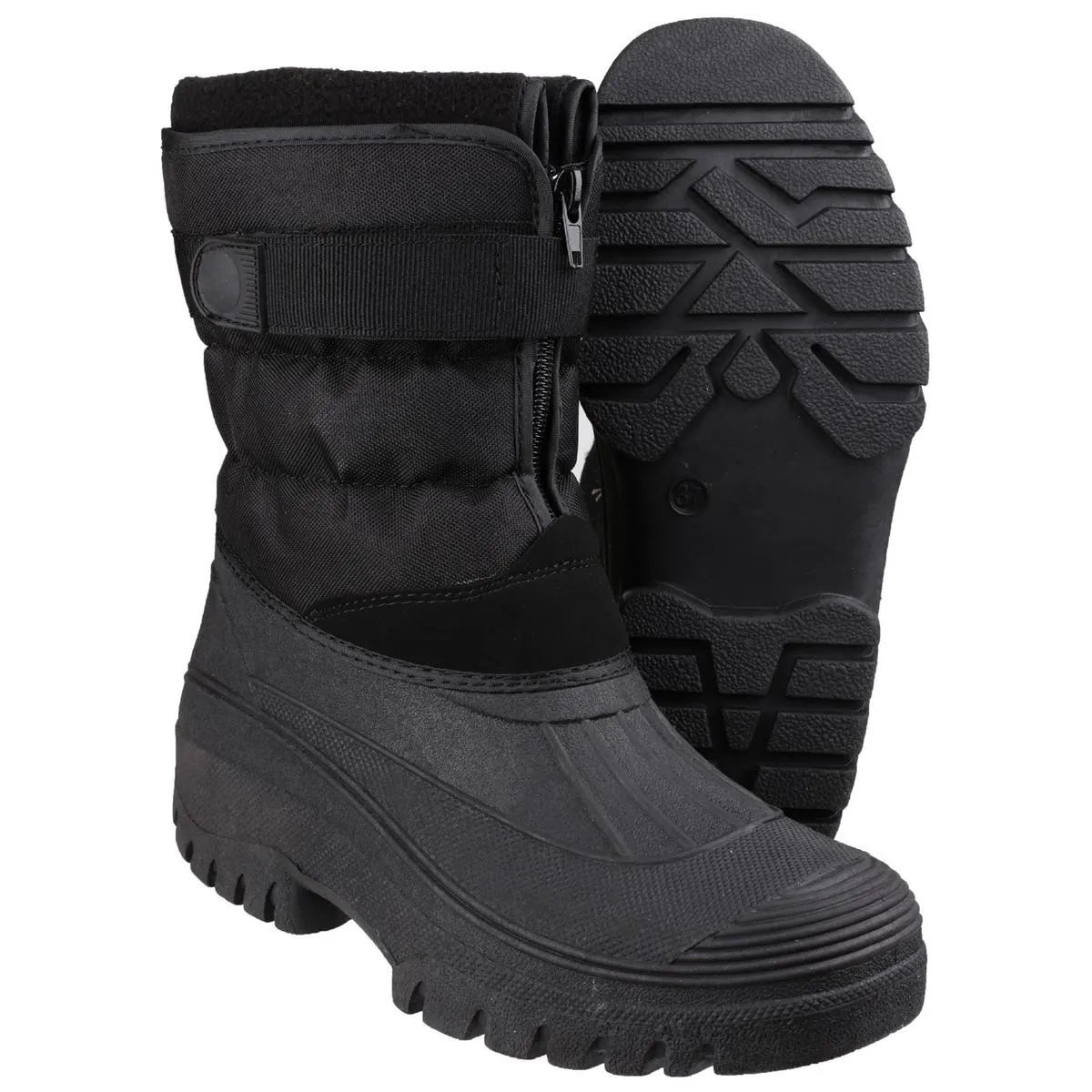 Cotswold Chase Touch Fastening and Zip up Winter Boot Black