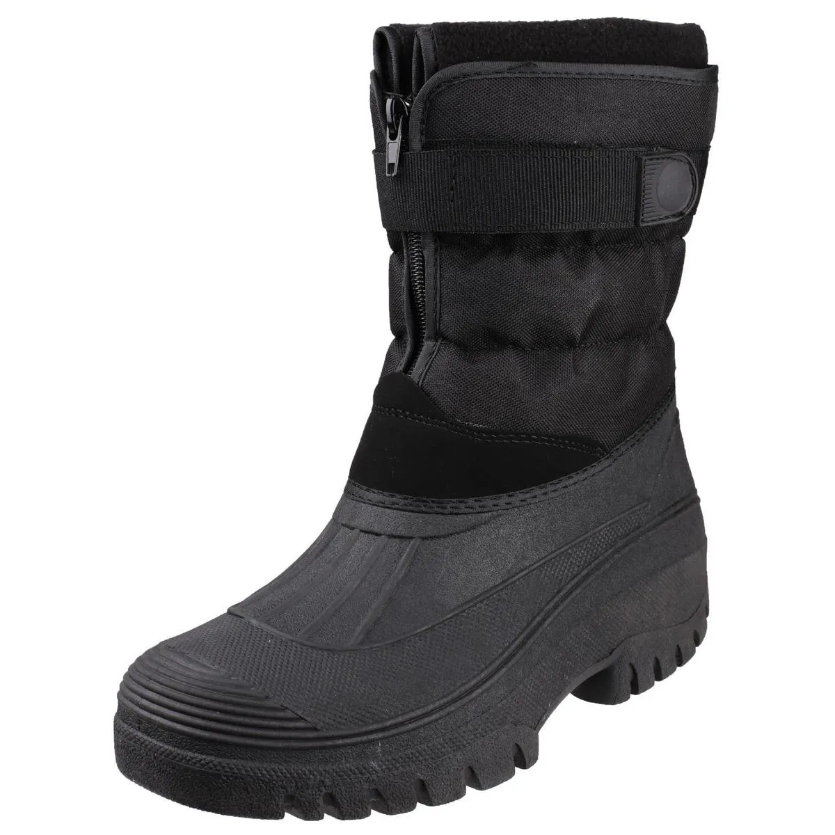 Cotswold Chase Touch Fastening and Zip up Winter Boot Black