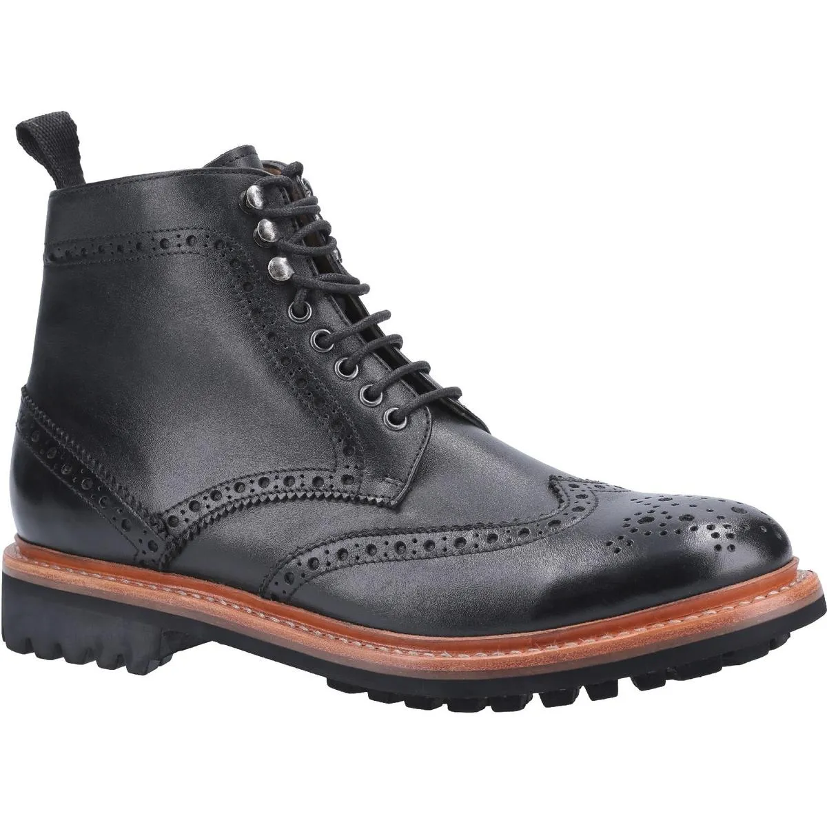 Cotswold Rissington Commando Goodyear Welt Lace Up Boot Black