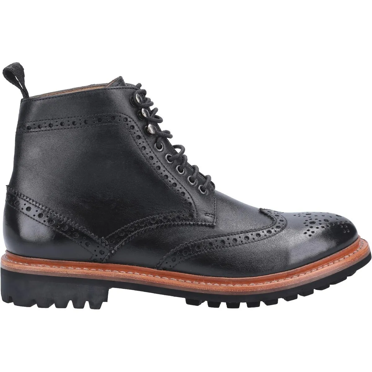 Cotswold Rissington Commando Goodyear Welt Lace Up Boot Black