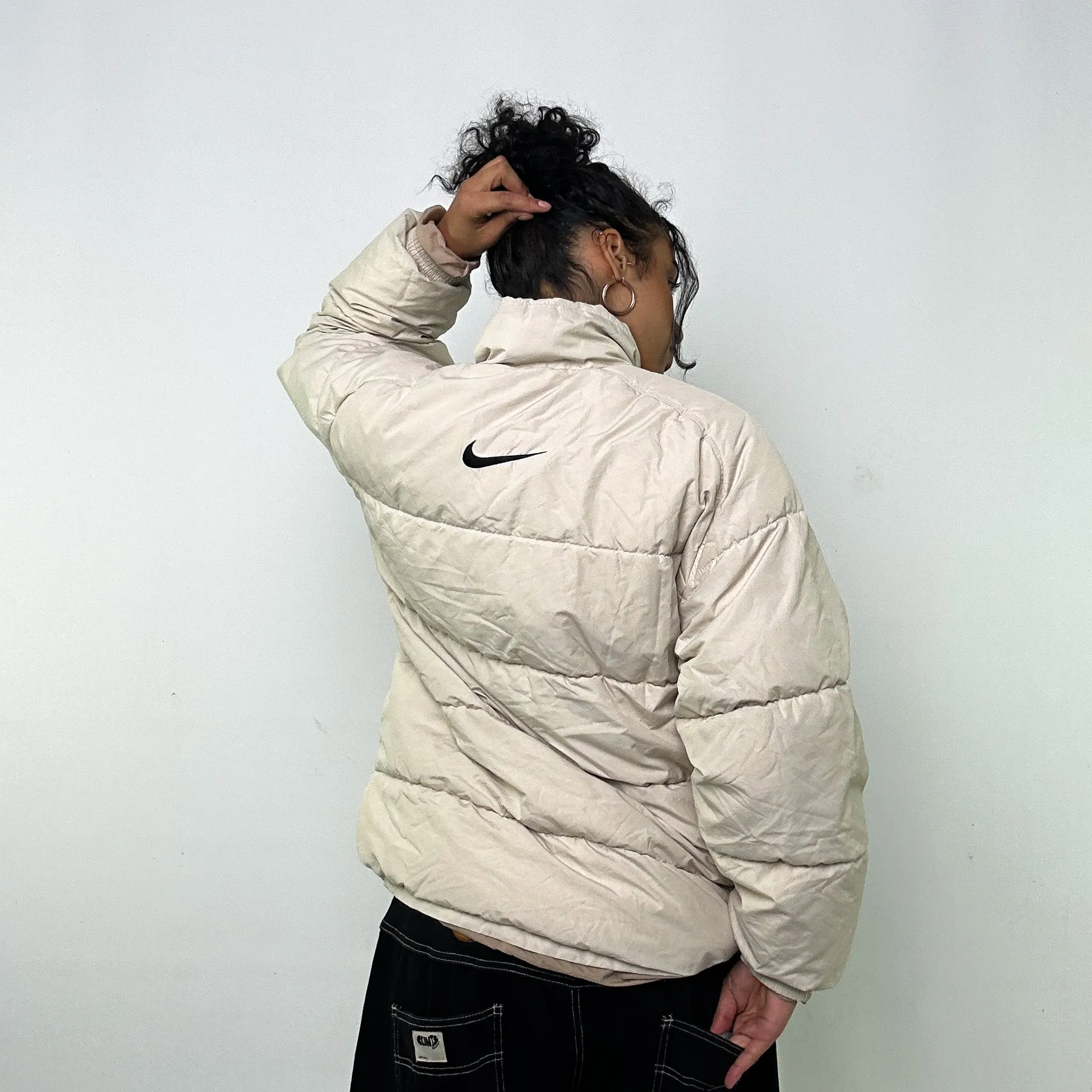 Cream 90s NIKE Puffer Jacket Coat (L)