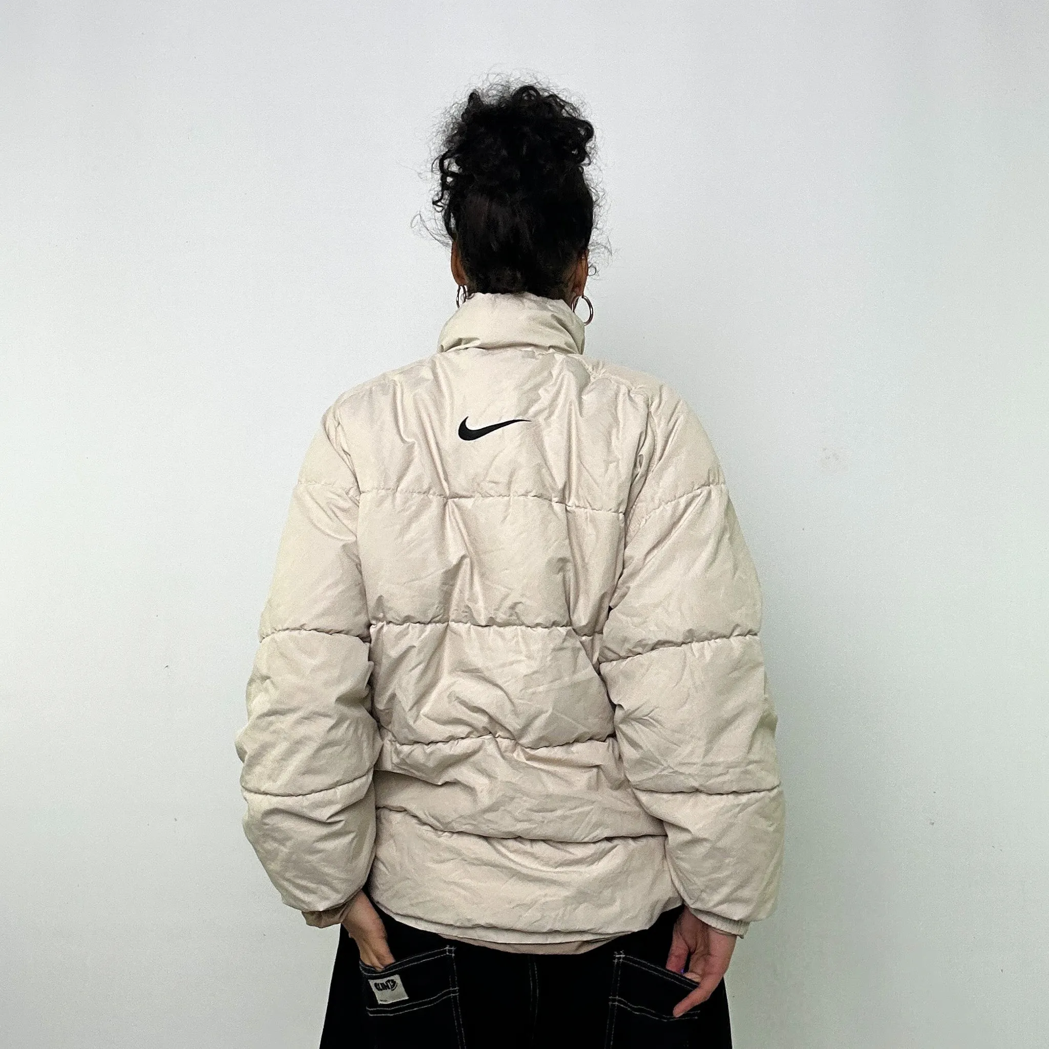 Cream 90s NIKE Puffer Jacket Coat (L)