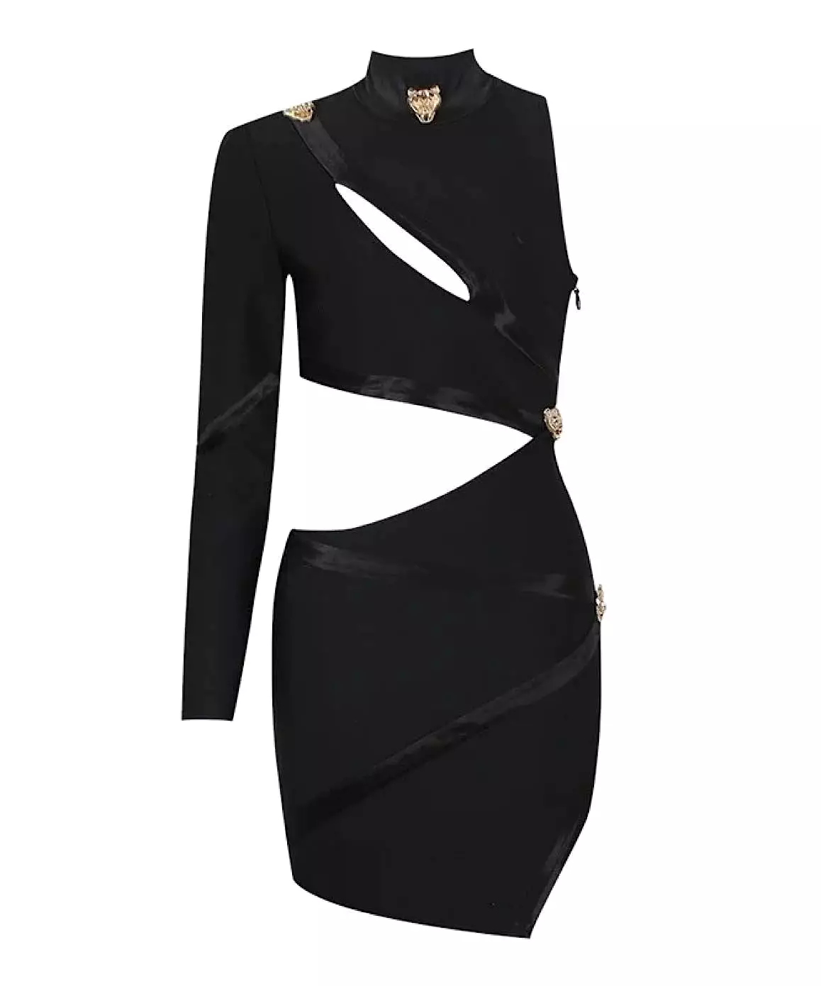 Cutout Detailed Mini Dress In Black