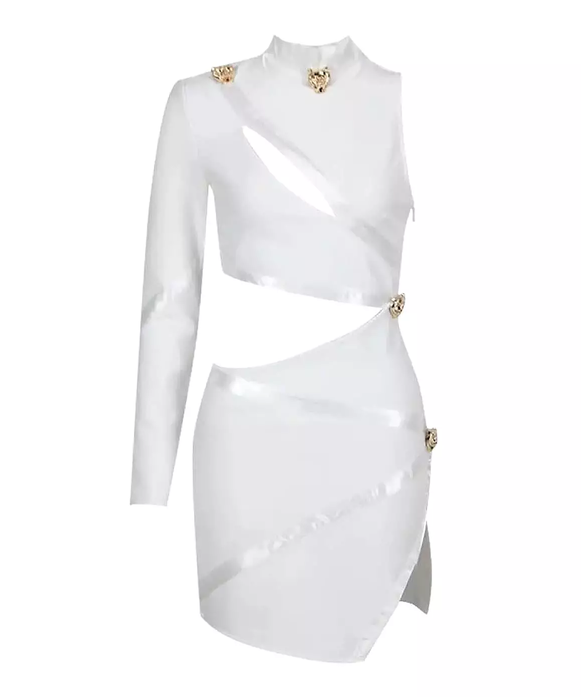 Cutout Detailed Mini Dress In White