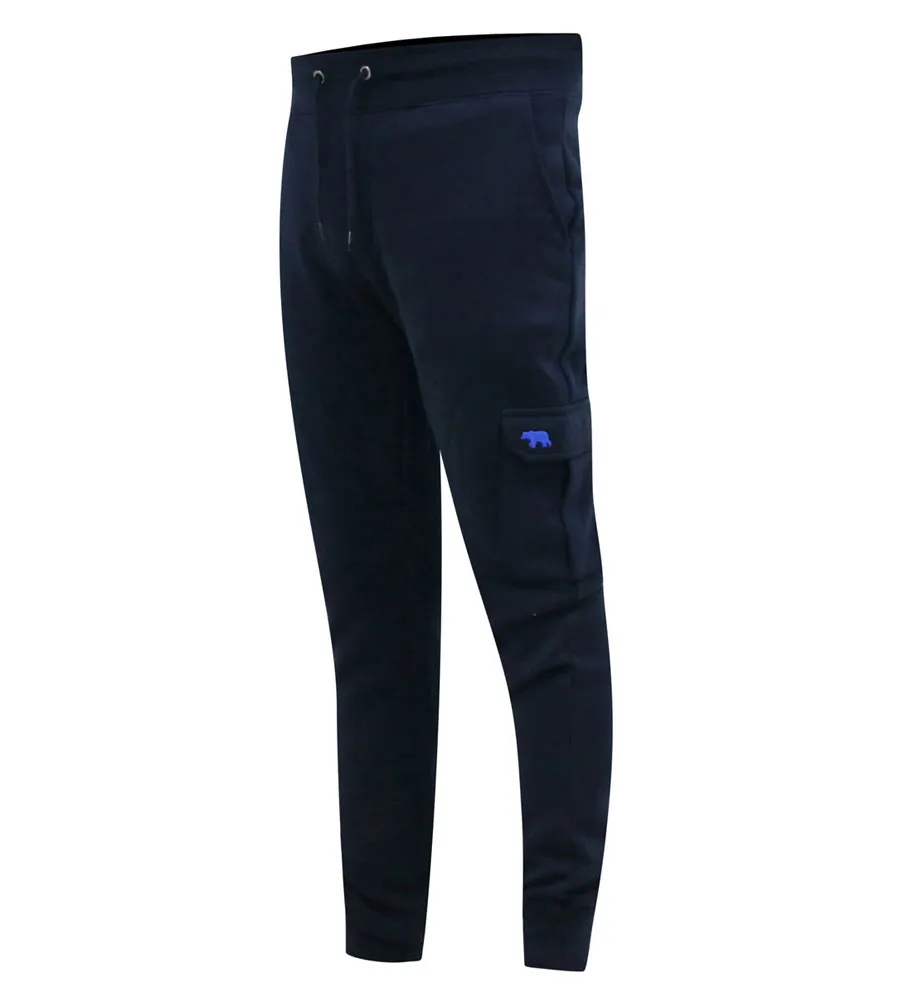 D555 Tall Mens Navy Joggers With Cargo Pockets and Ribbed Cuffs (TILDEN 1)