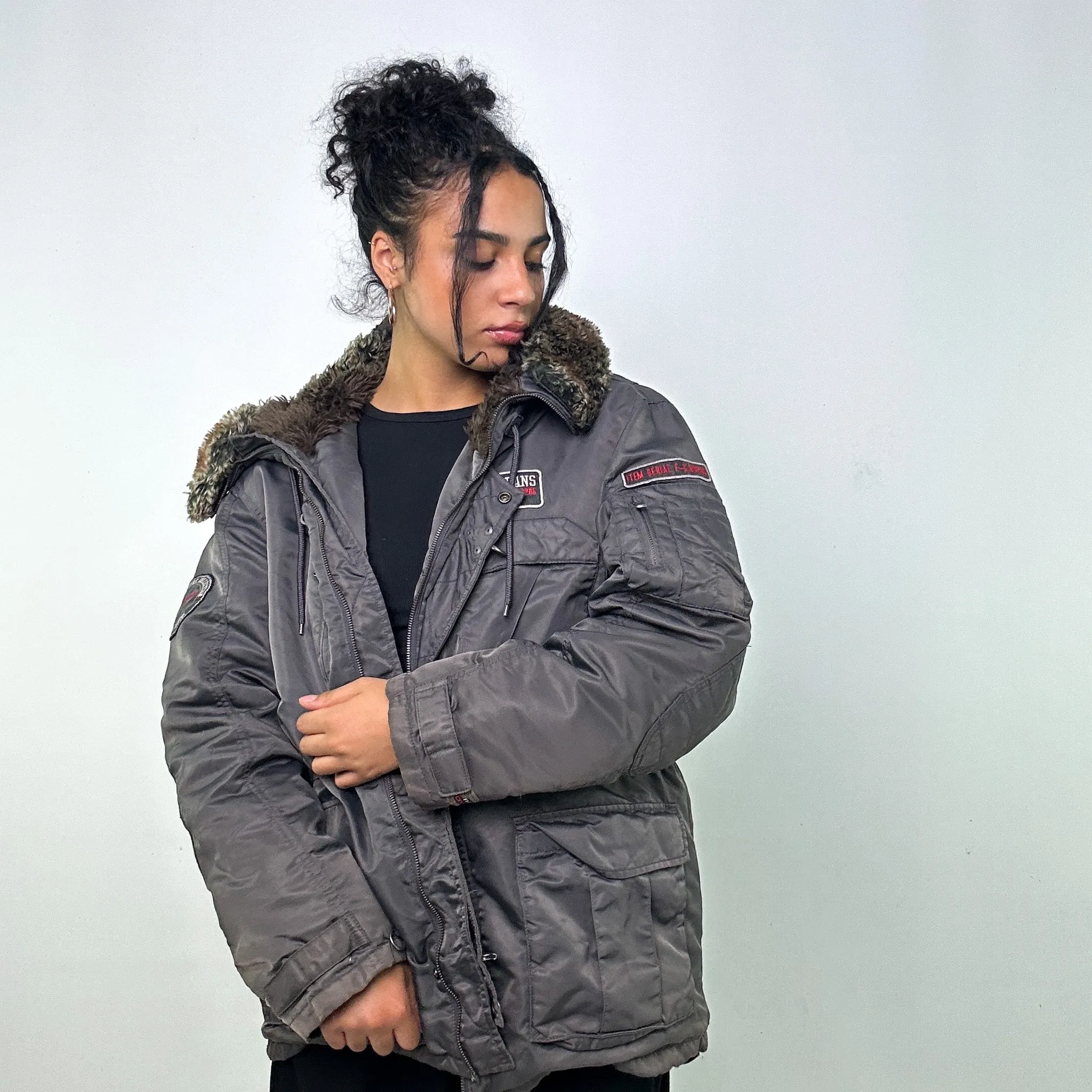 Dark Grey 90s FUBU Puffer Jacket Coat (L)