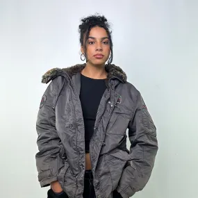 Dark Grey 90s FUBU Puffer Jacket Coat (L)