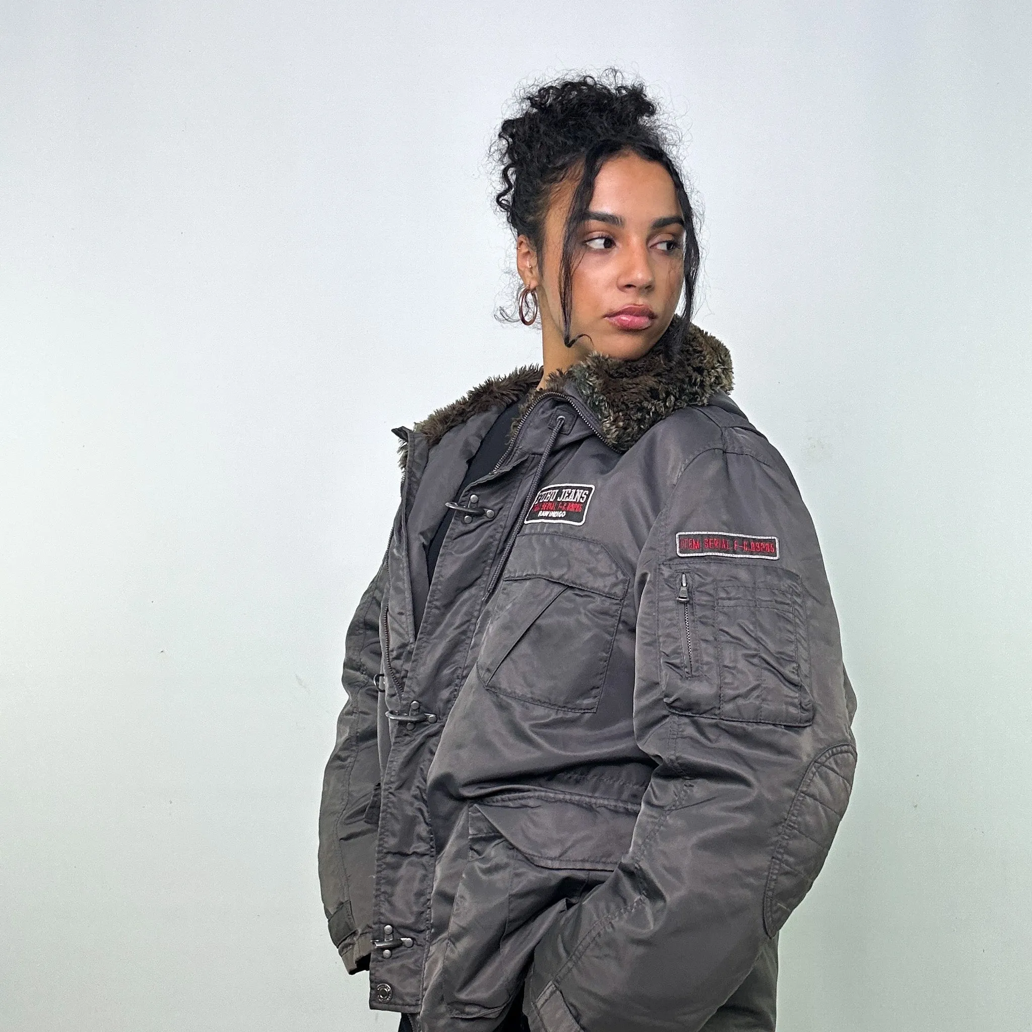 Dark Grey 90s FUBU Puffer Jacket Coat (L)