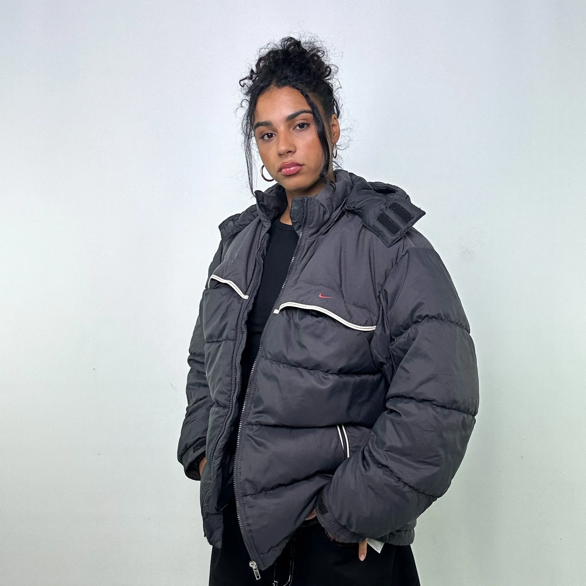 DARK GREY 90S NIKE PUFFER JACKET COAT (