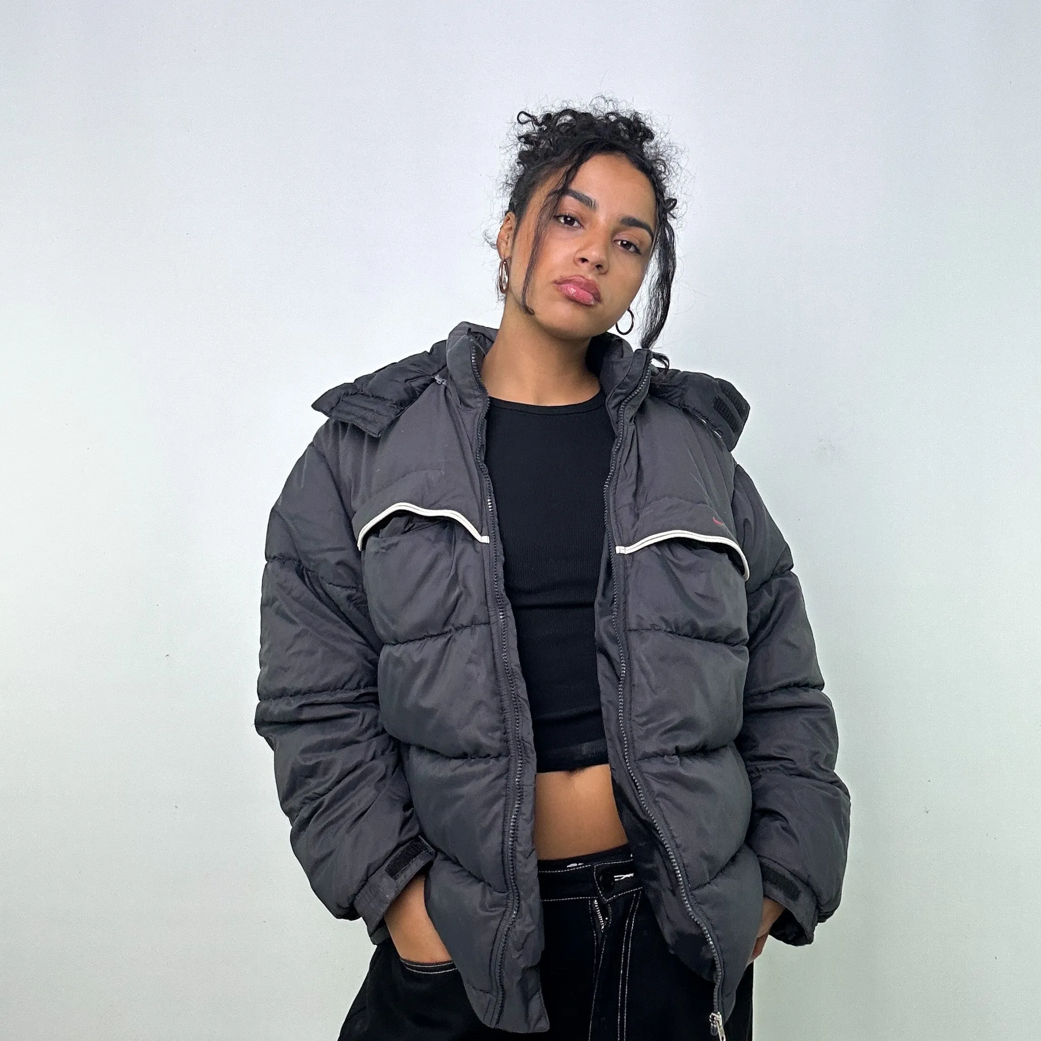 DARK GREY 90S NIKE PUFFER JACKET COAT (