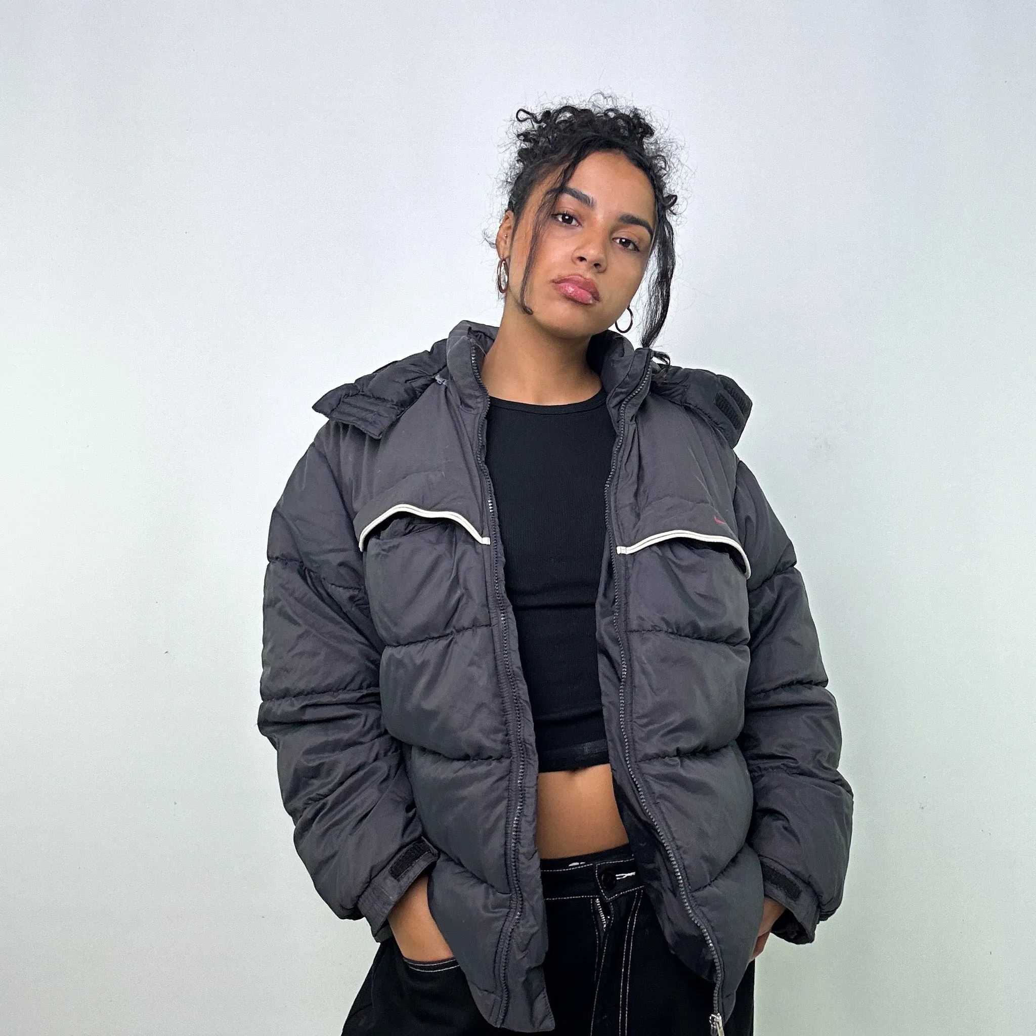 DARK GREY 90S NIKE PUFFER JACKET COAT (