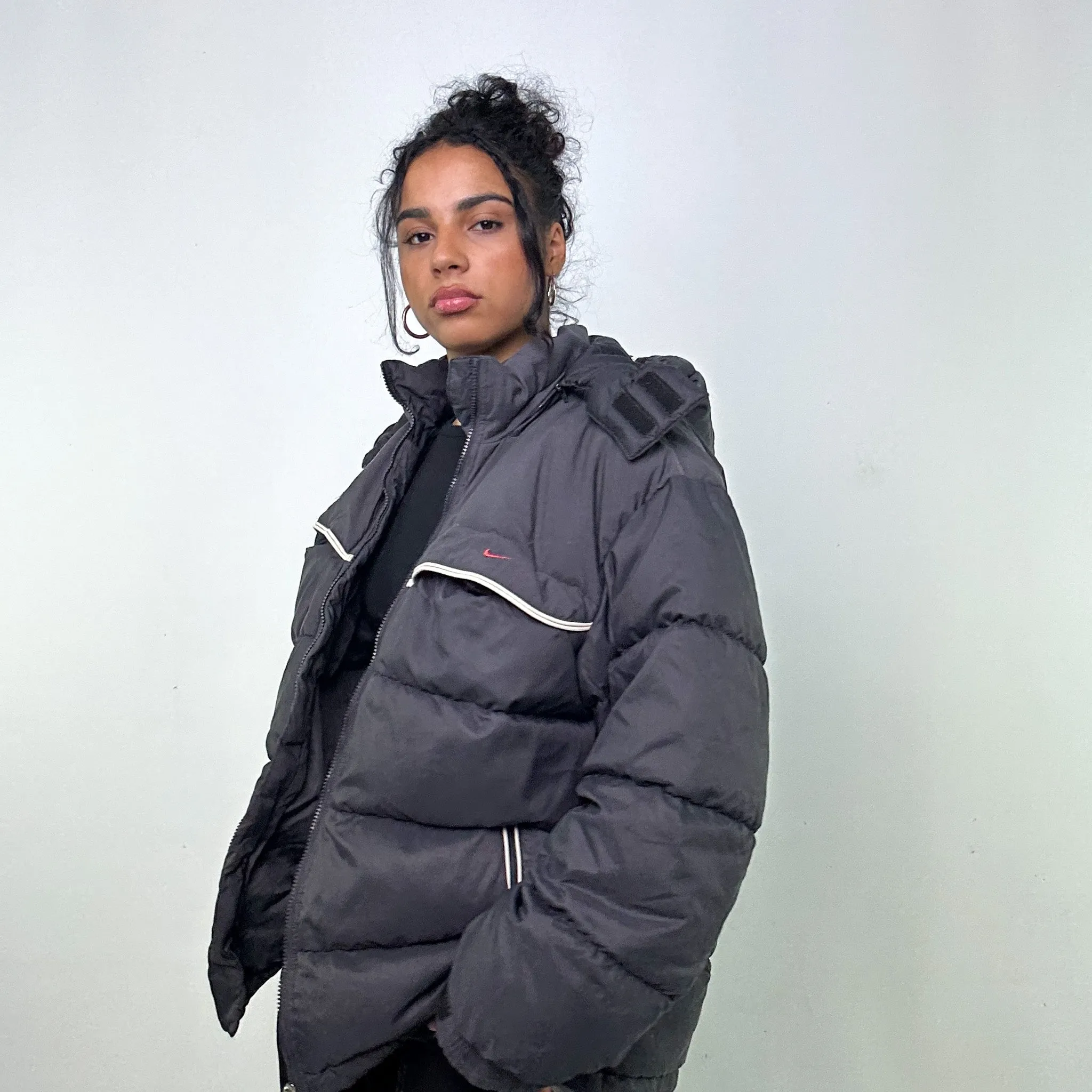 DARK GREY 90S NIKE PUFFER JACKET COAT (