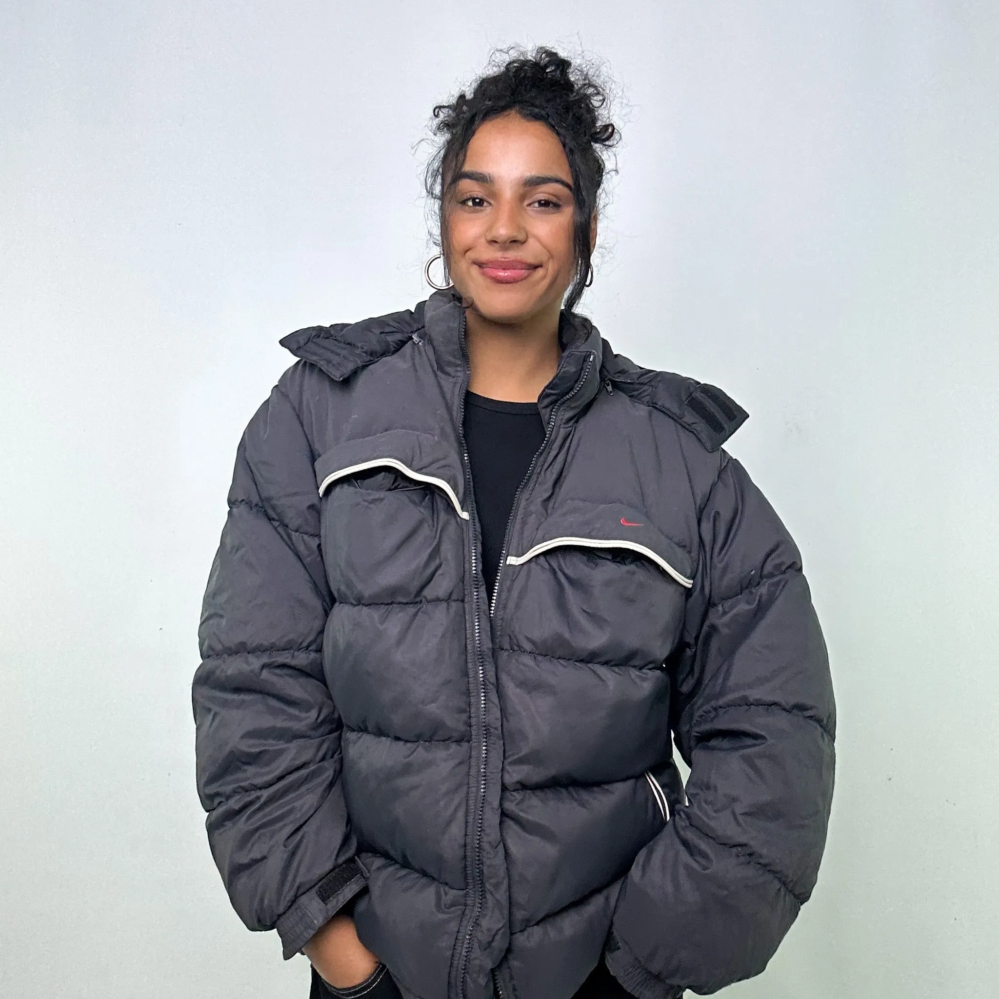 DARK GREY 90S NIKE PUFFER JACKET COAT (