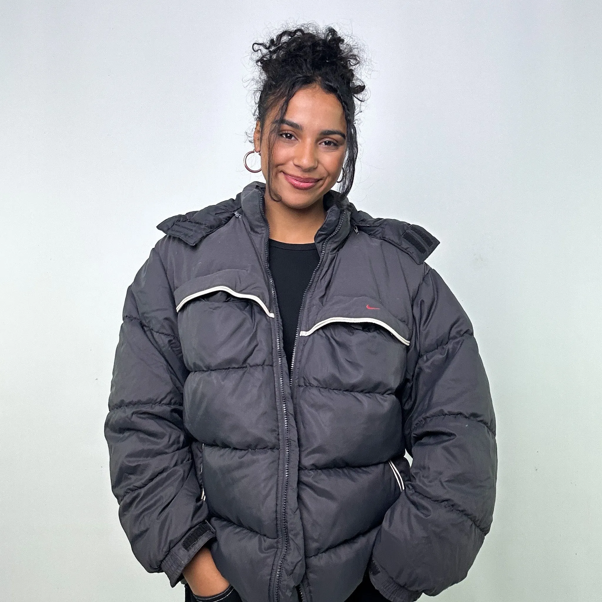 DARK GREY 90S NIKE PUFFER JACKET COAT (