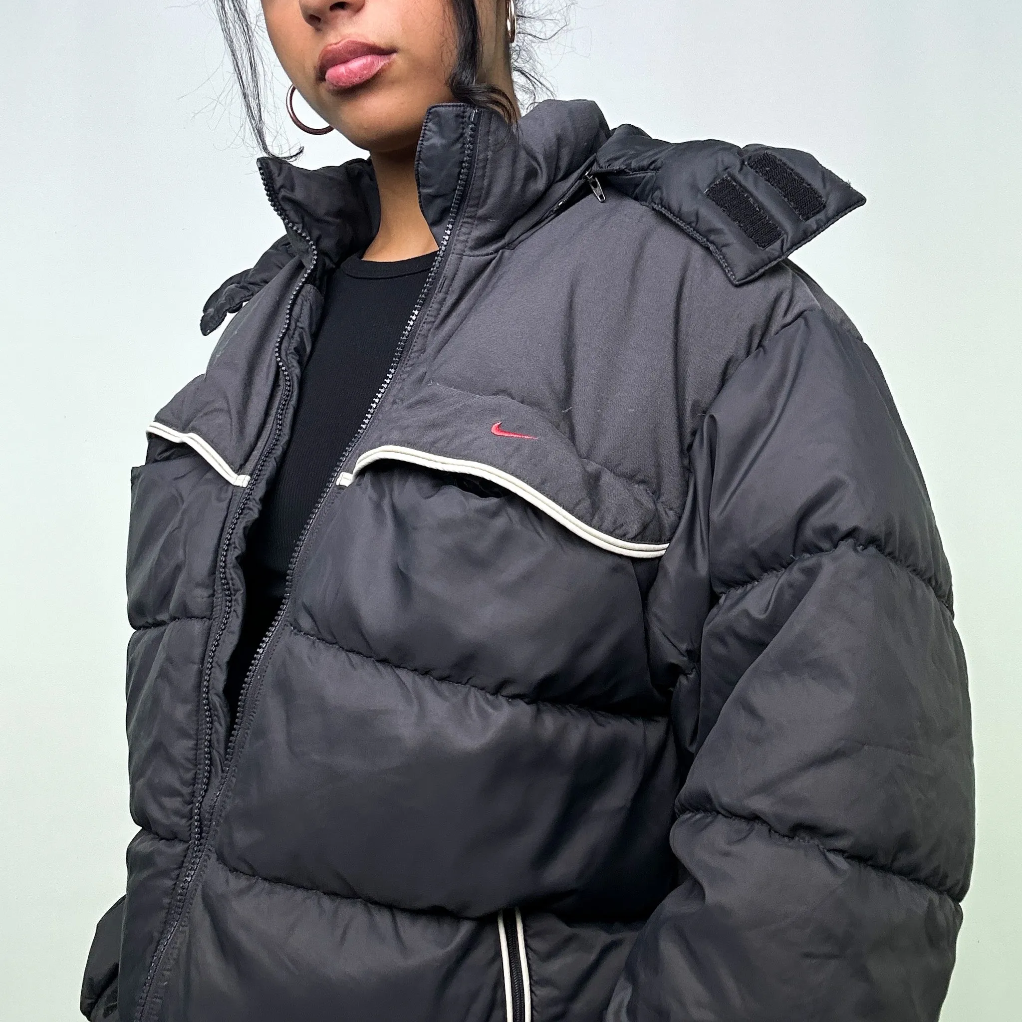 DARK GREY 90S NIKE PUFFER JACKET COAT (