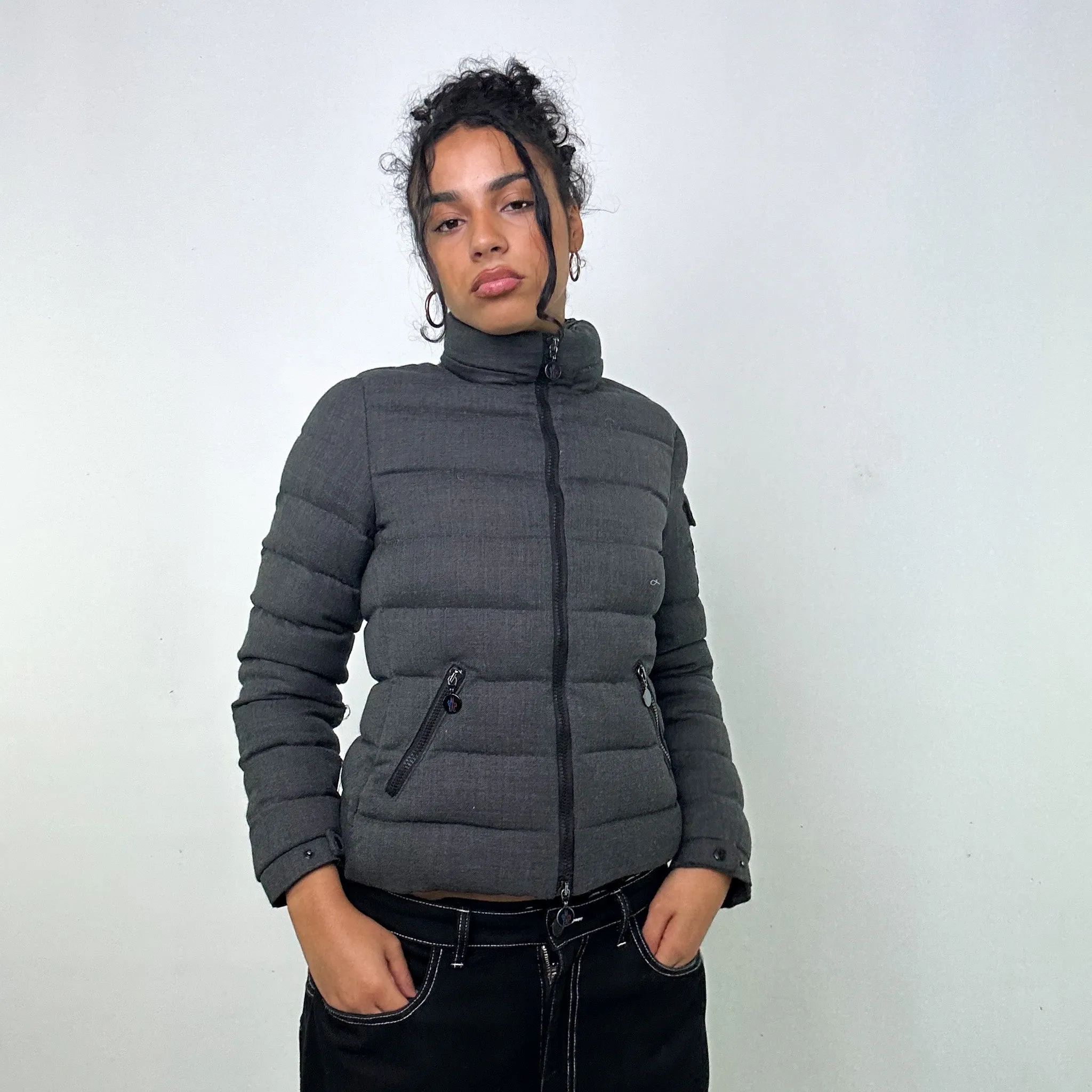 Dark Grey y2ks Moncler Bady Puffer Jacket Coat (XS)