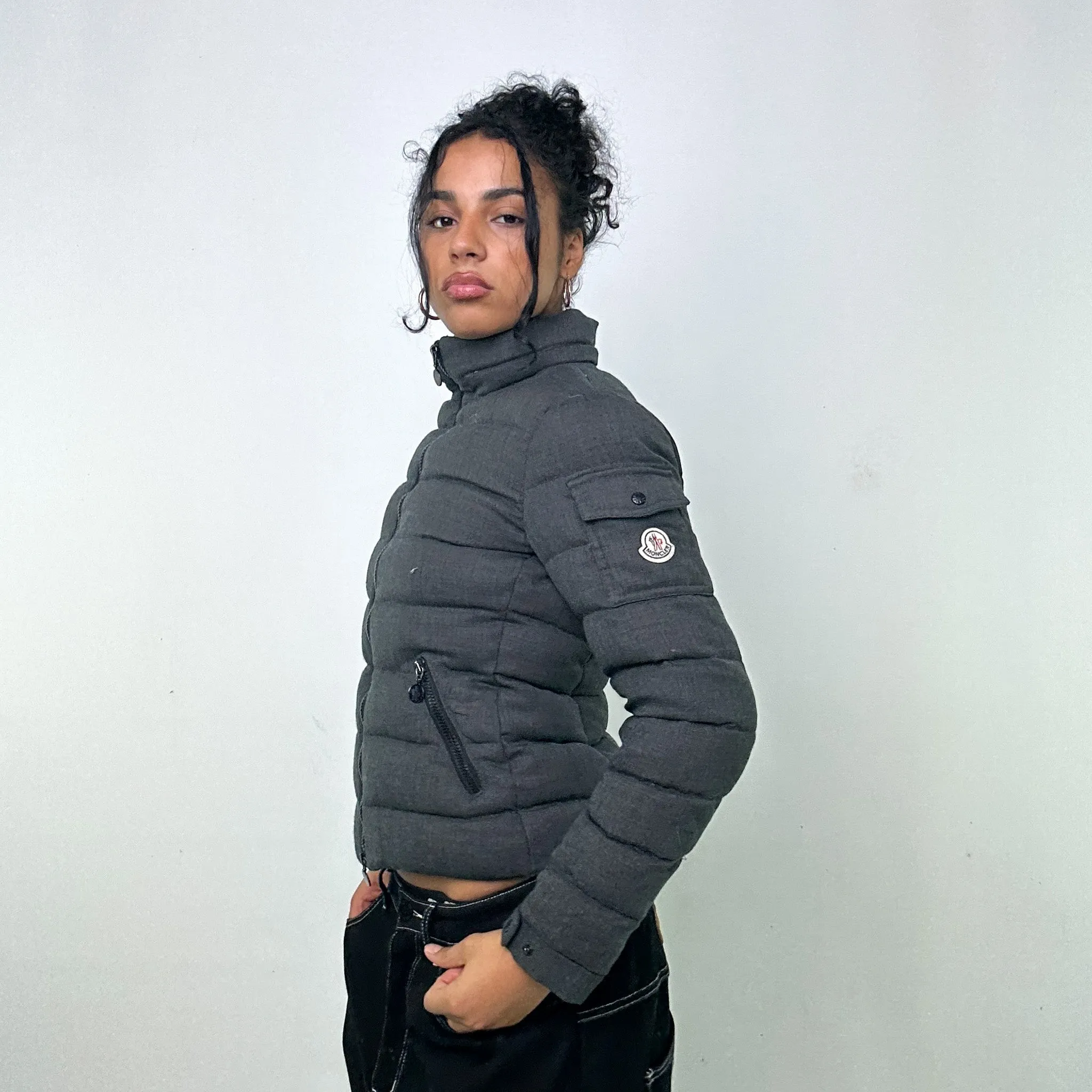 Dark Grey y2ks Moncler Bady Puffer Jacket Coat (XS)