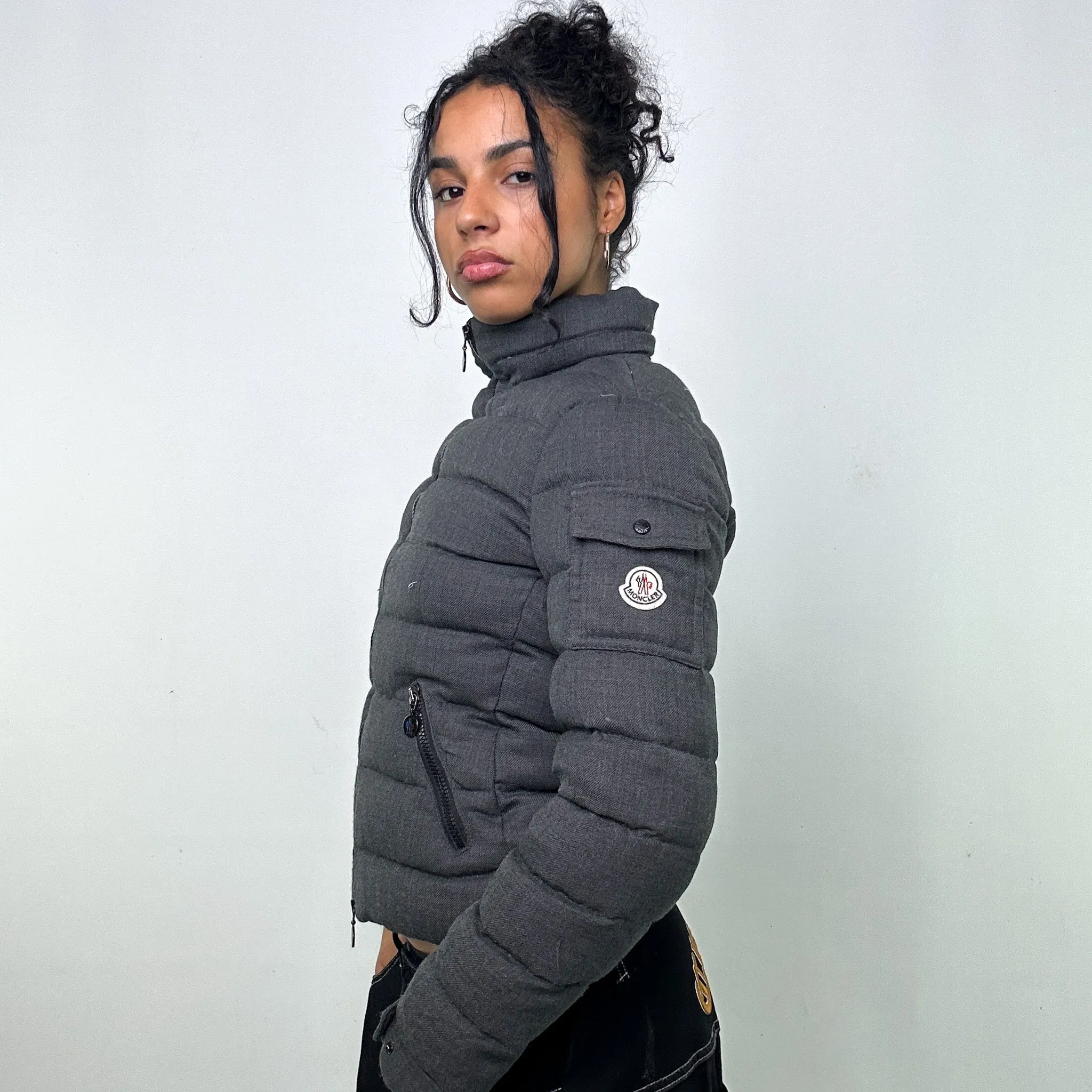 Dark Grey y2ks Moncler Bady Puffer Jacket Coat (XS)