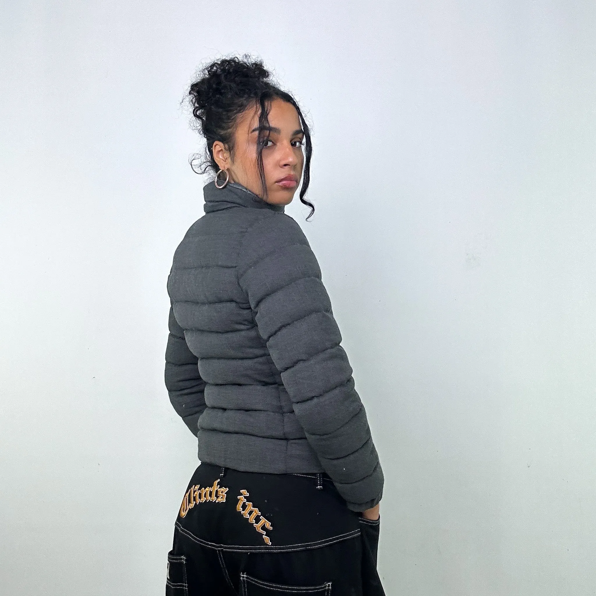 Dark Grey y2ks Moncler Bady Puffer Jacket Coat (XS)