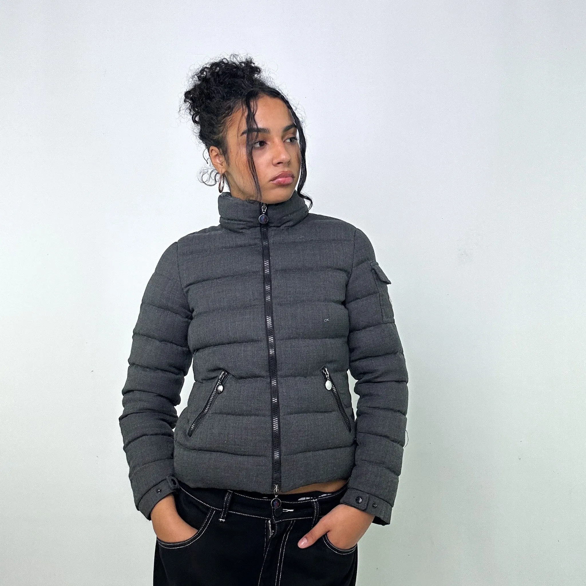 Dark Grey y2ks Moncler Bady Puffer Jacket Coat (XS)