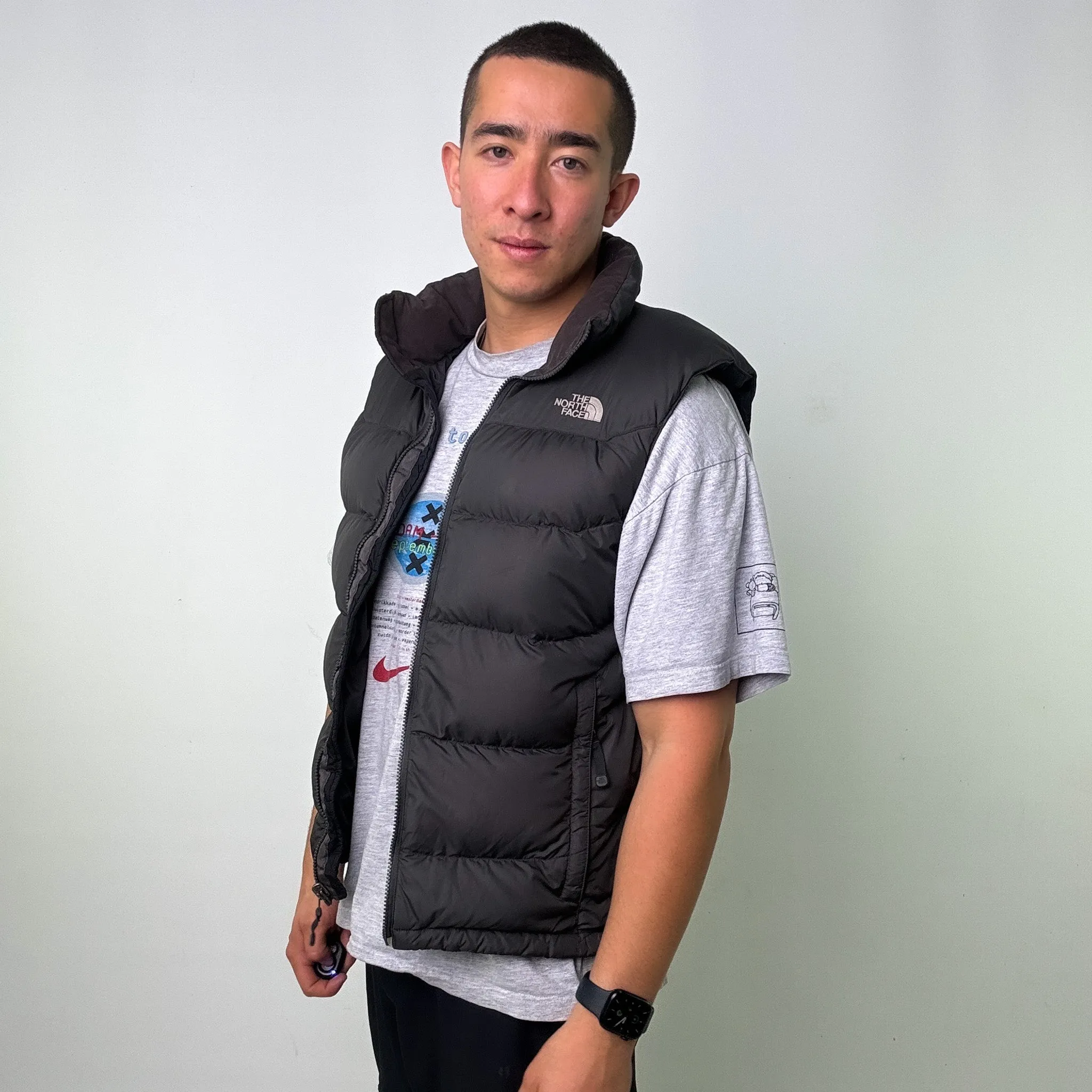 Dark Grey y2ks The North Face 550 Series Puffer Jacket Coat Gilet (L)