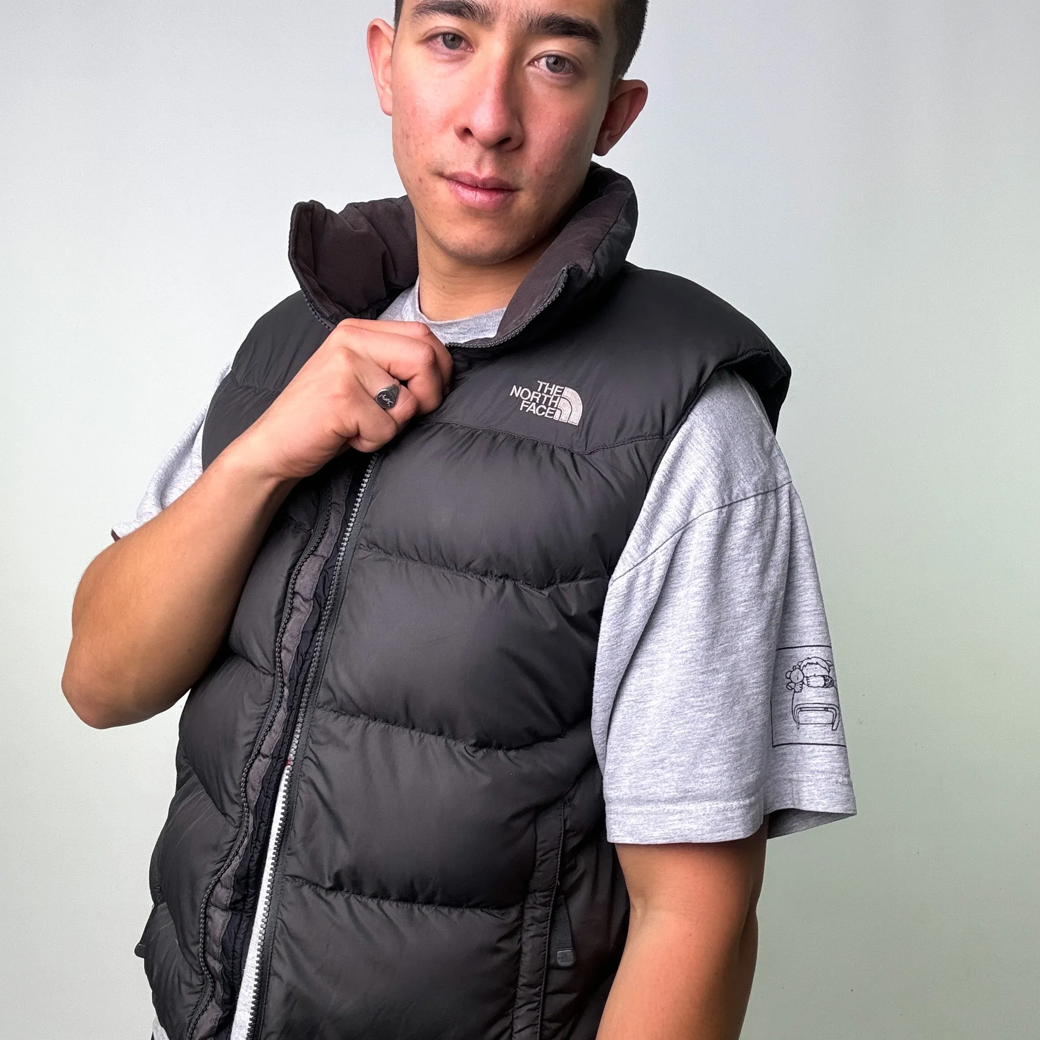 Dark Grey y2ks The North Face 550 Series Puffer Jacket Coat Gilet (L)