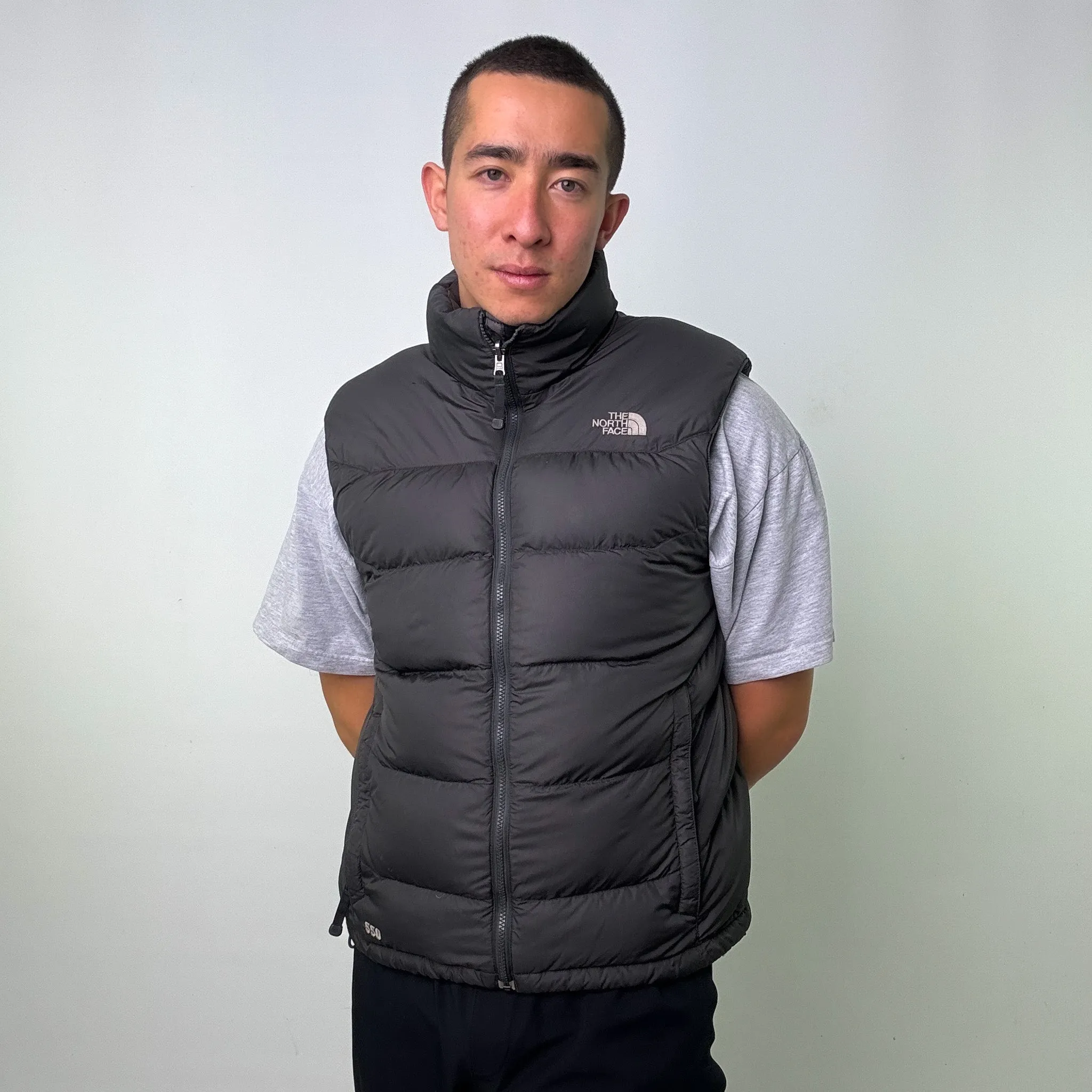 Dark Grey y2ks The North Face 550 Series Puffer Jacket Coat Gilet (L)