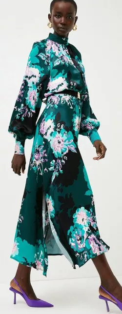 Drama Floral Satin Maxi