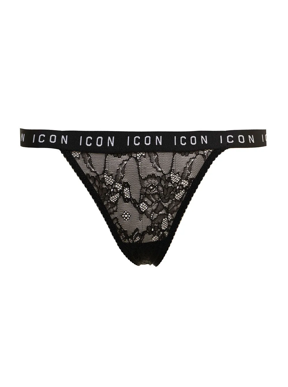 Dsquared2 Logo Printed Lace Detailed Thong Briefs