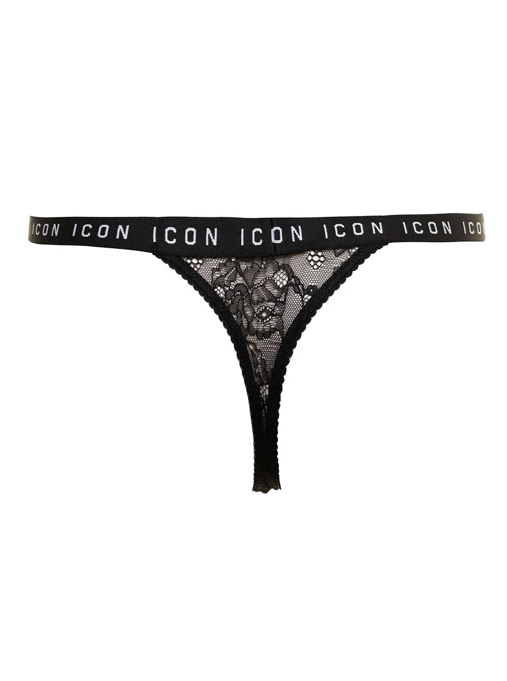 Dsquared2 Logo Printed Lace Detailed Thong Briefs