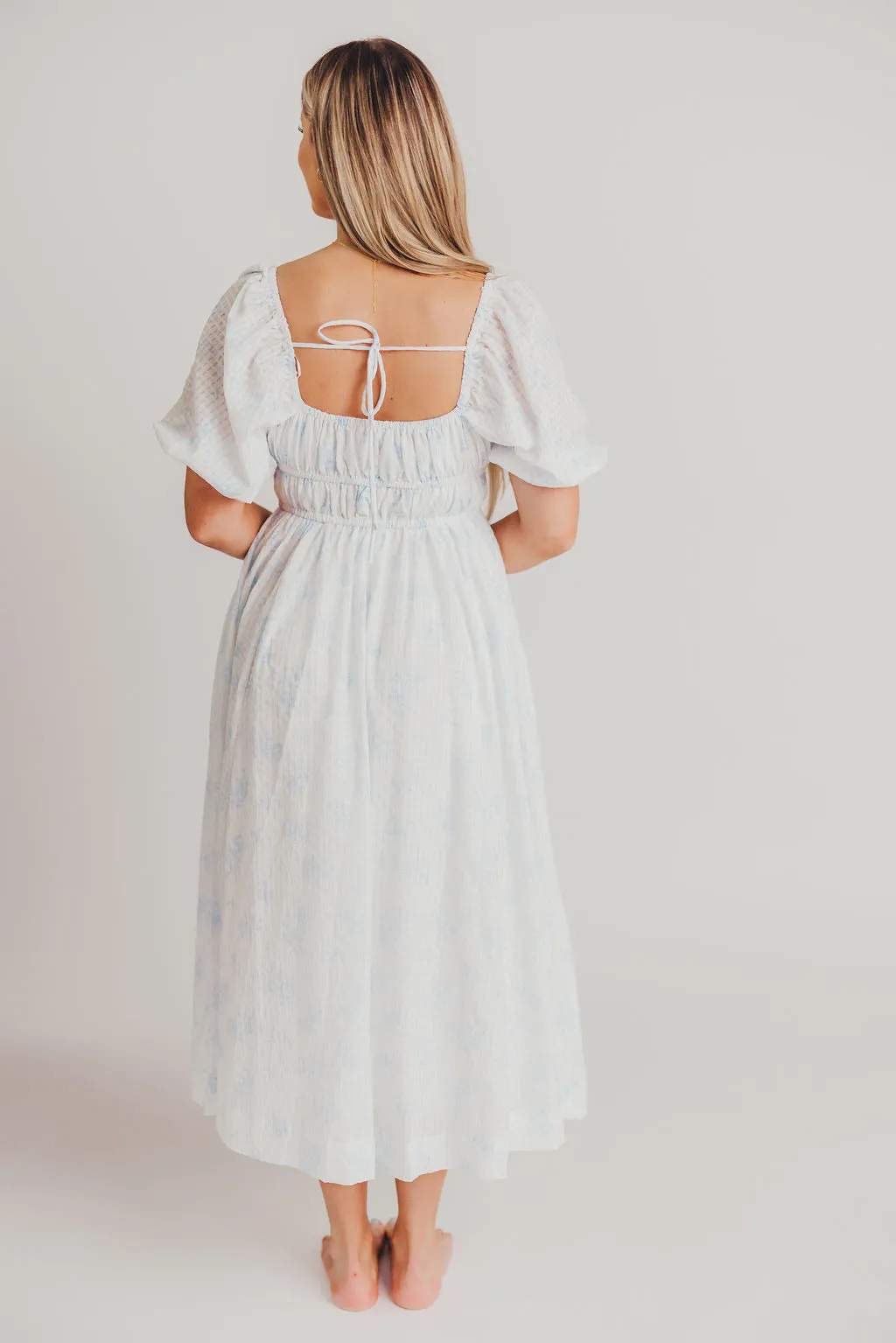 Edda Coastal Midi Dress in Light Blue - Bump Friendly & Inclusive Sizing (S-3XL)