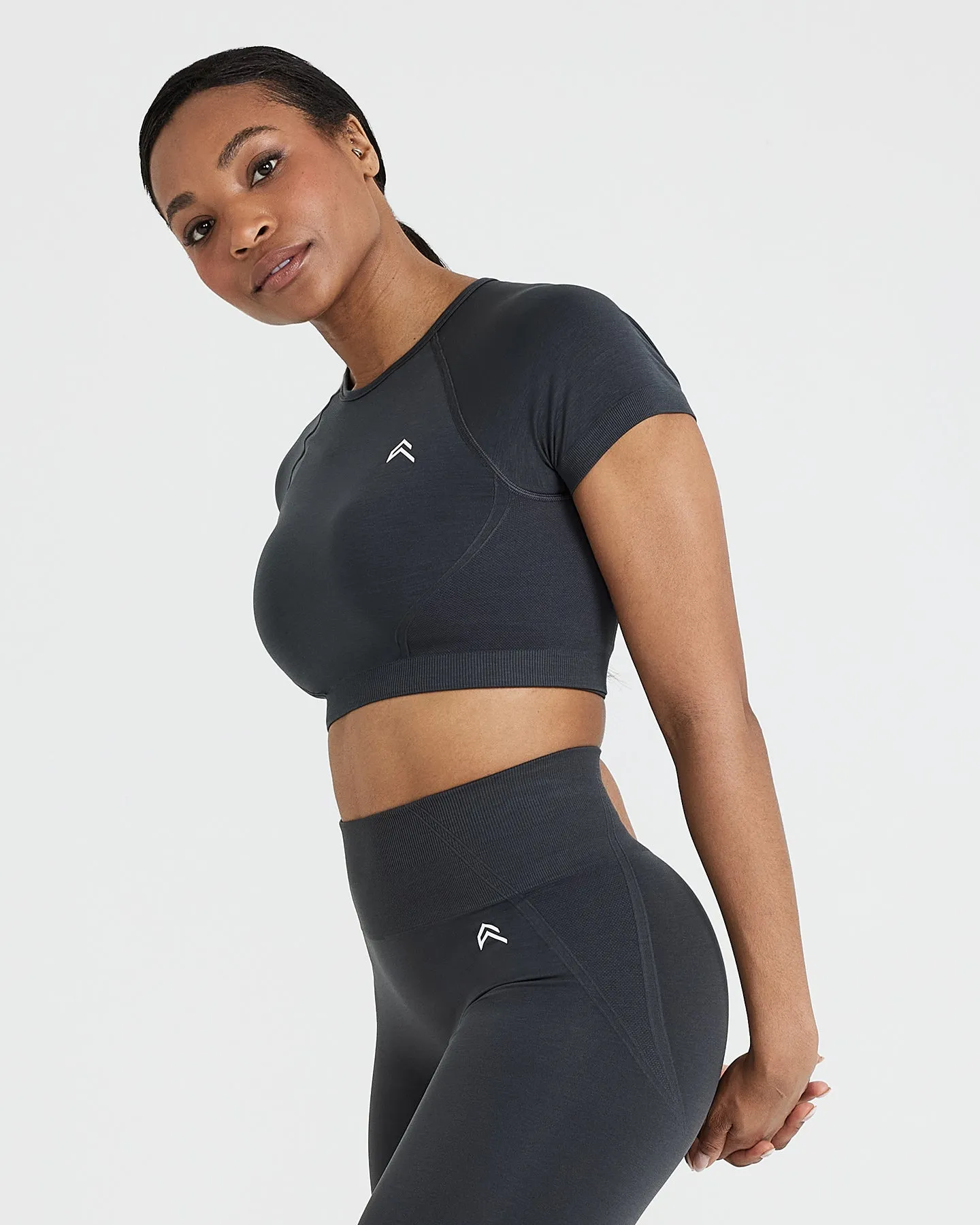 Effortless Seamless Short Sleeve Crop Top | Coal