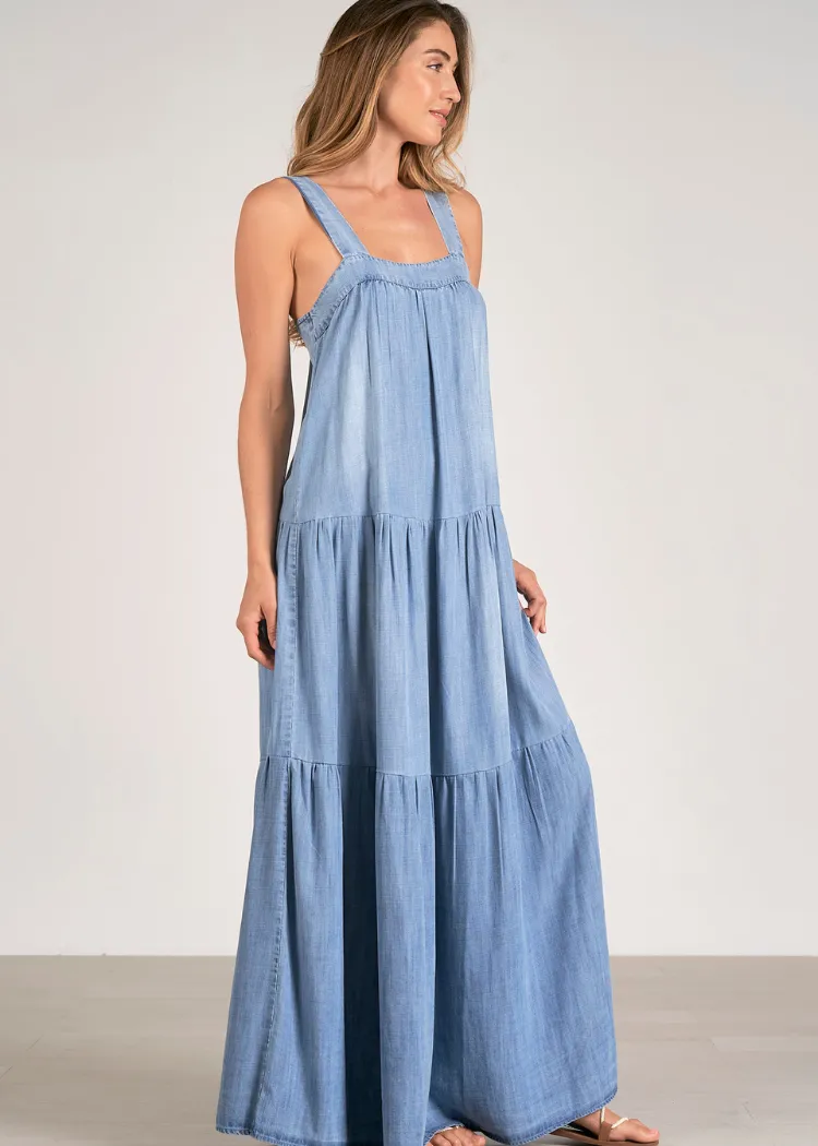 Elan Chambray Maxi Dress - Light Blue Wash