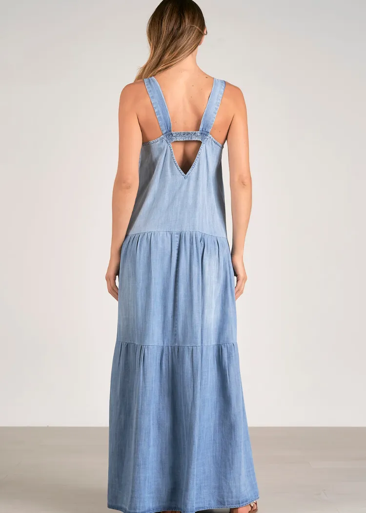 Elan Chambray Maxi Dress - Light Blue Wash